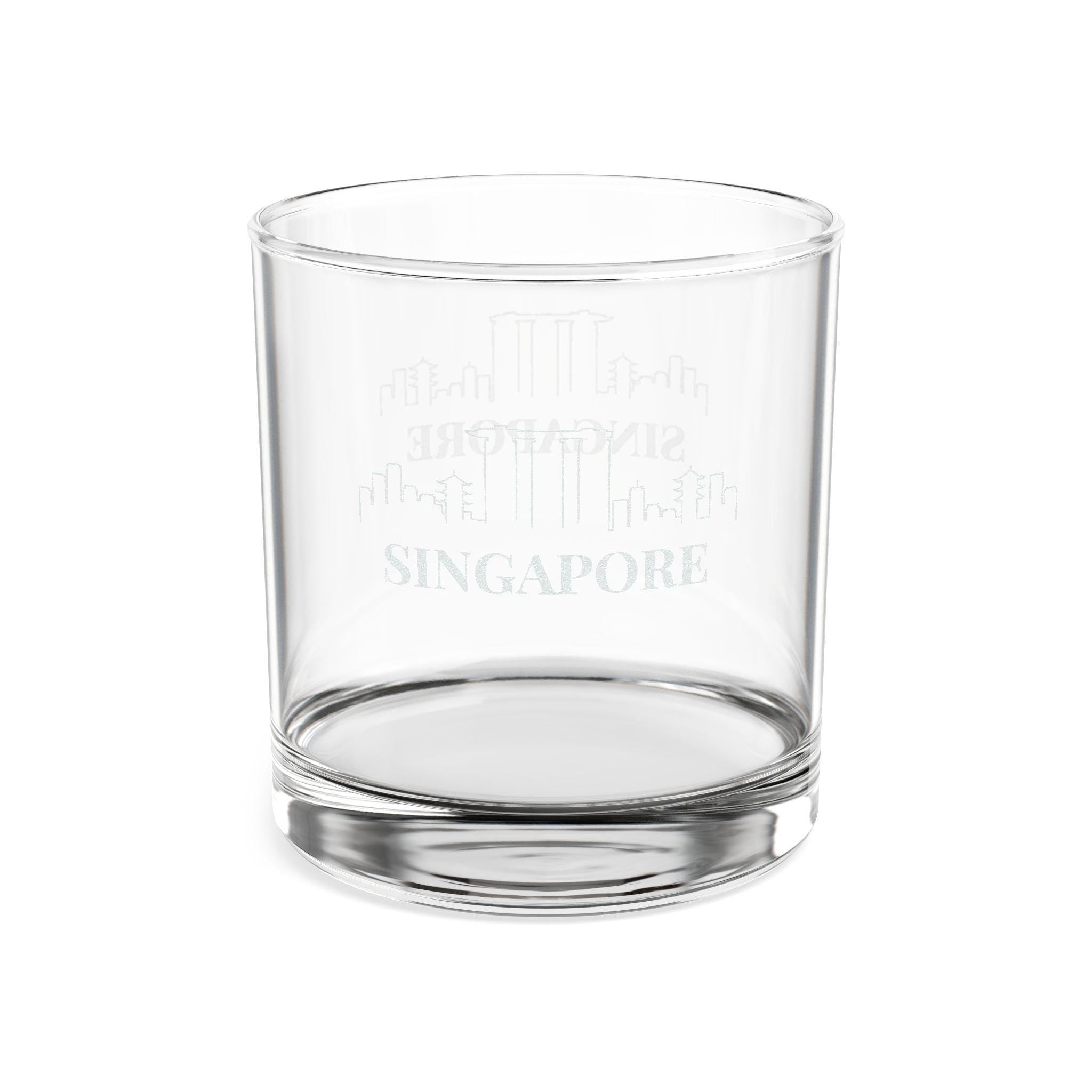 Engraved SINGAPORE Whiskey Glass, Personalized Dad Rocks Glass, Custom Etched Skyline Gift Souvenir