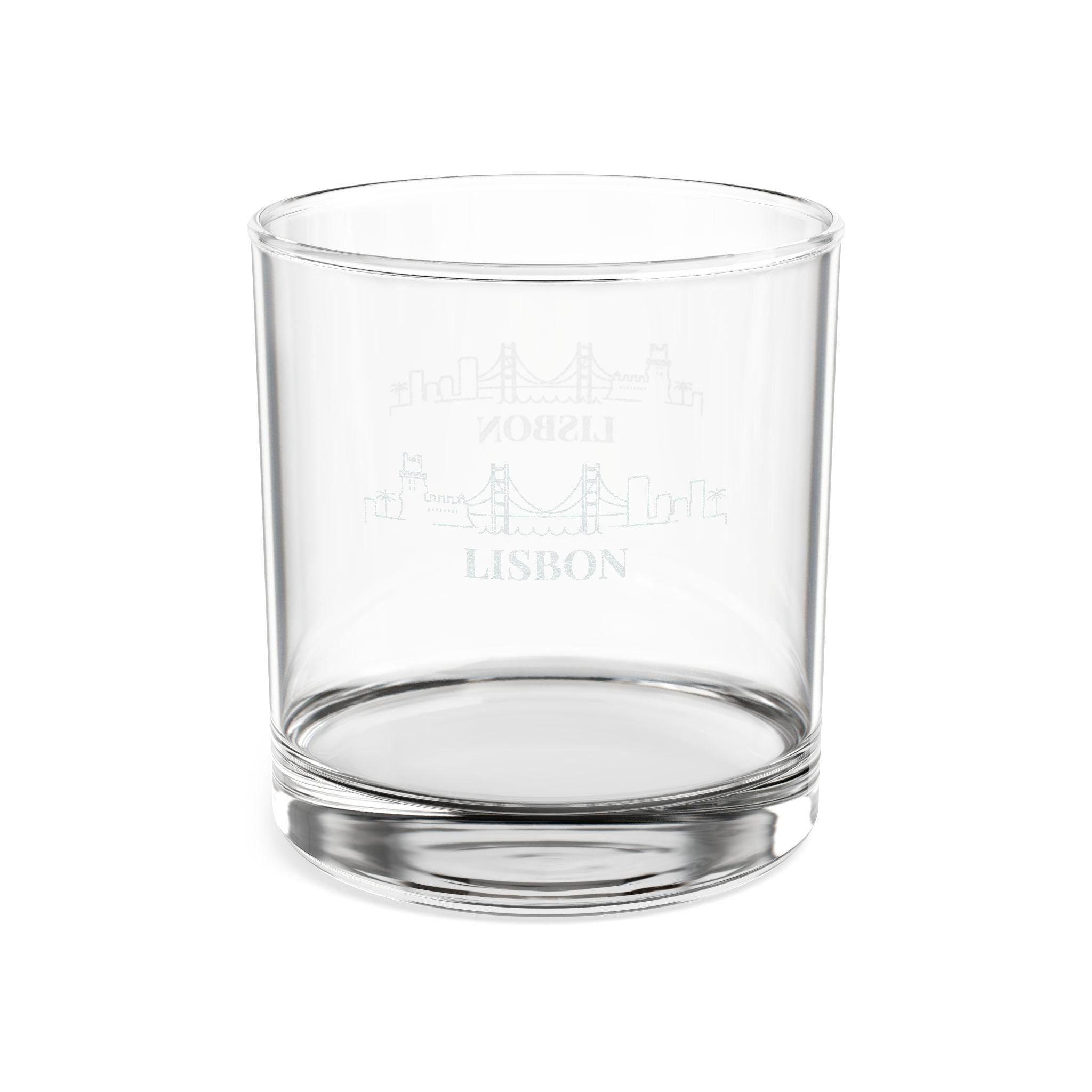 Engraved LISBON Whiskey Glass, Personalized Dad Rocks Glass, Custom Etched Skyline Gift Souvenir