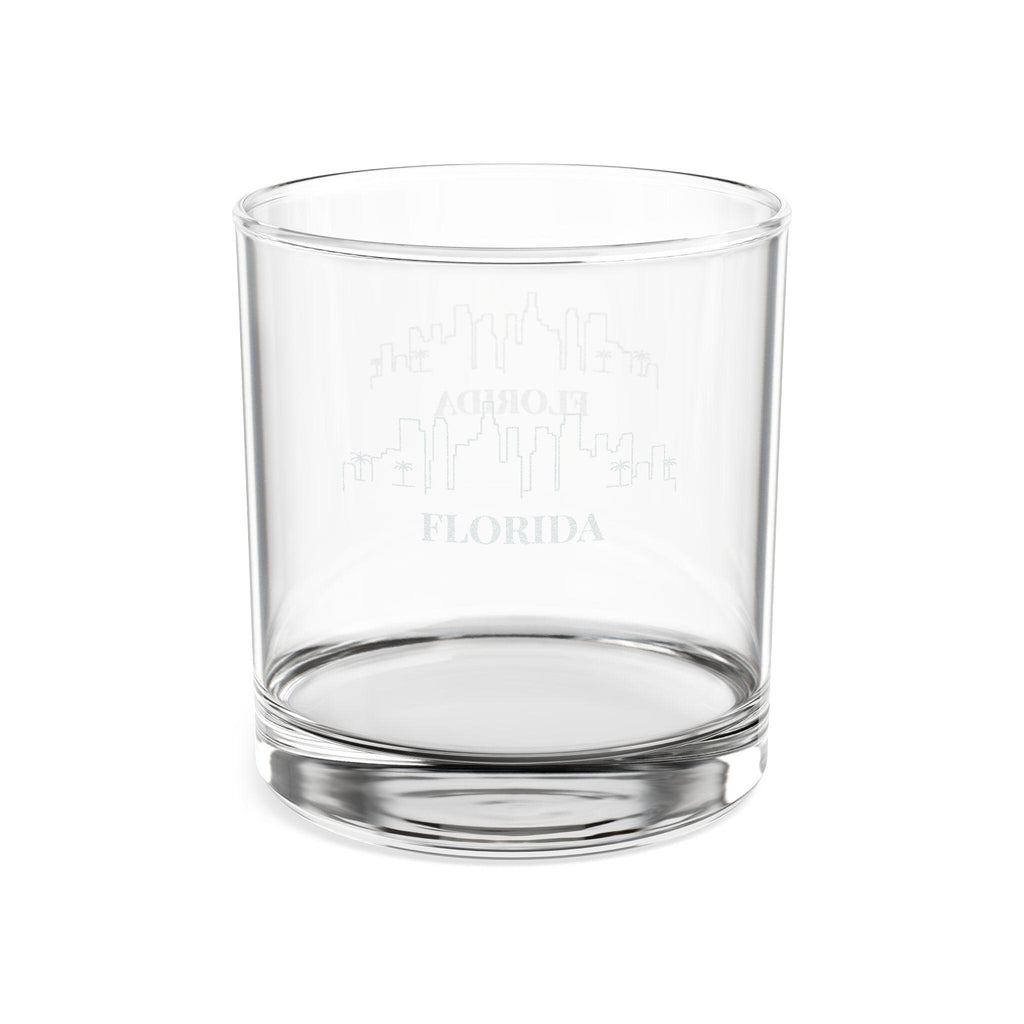 Engraved FLORIDA Whiskey Glass, Personalized Dad Rocks Glass, Custom Etched Skyline Gift Souvenir