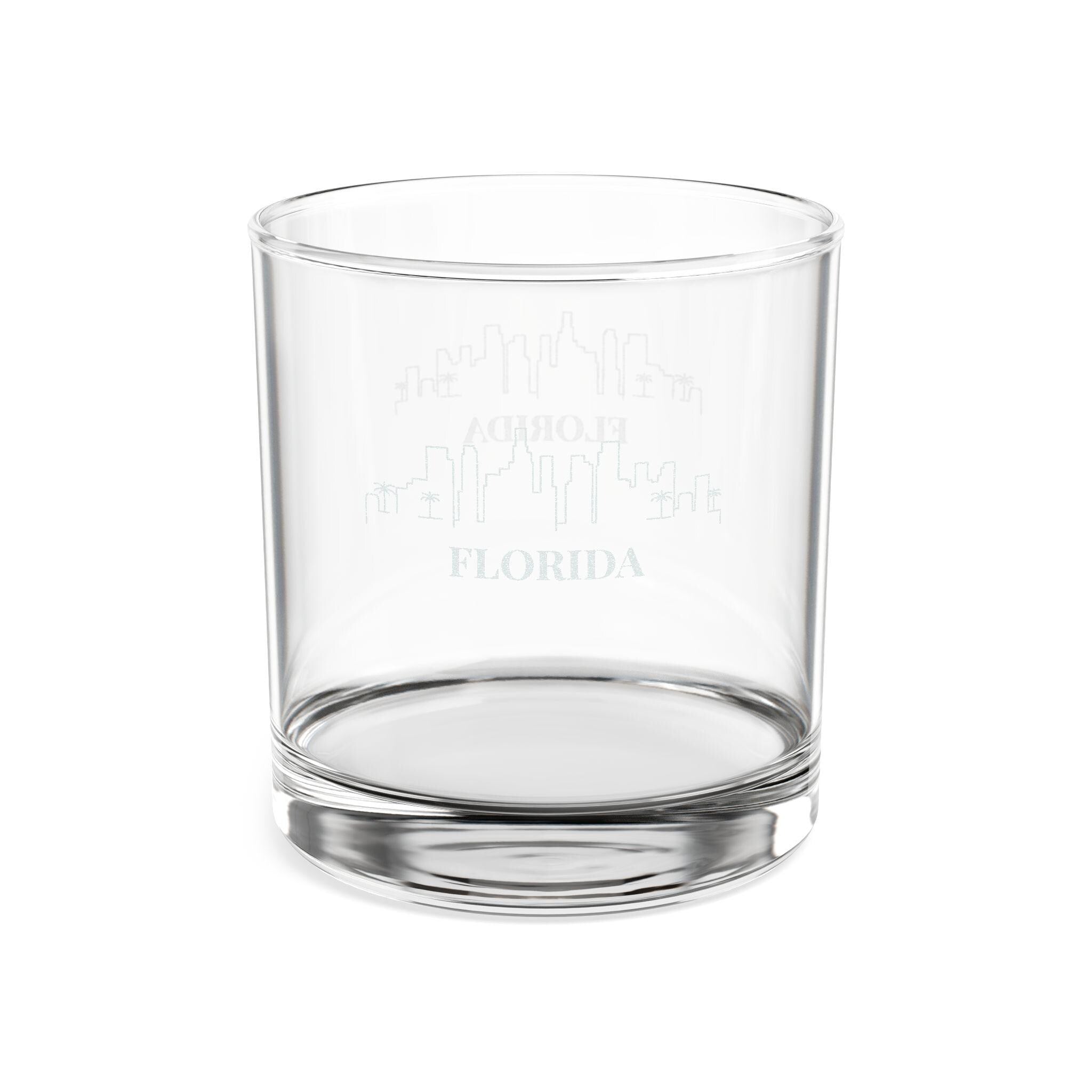 Engraved FLORIDA Whiskey Glass, Personalized Dad Rocks Glass, Custom Etched Skyline Gift Souvenir