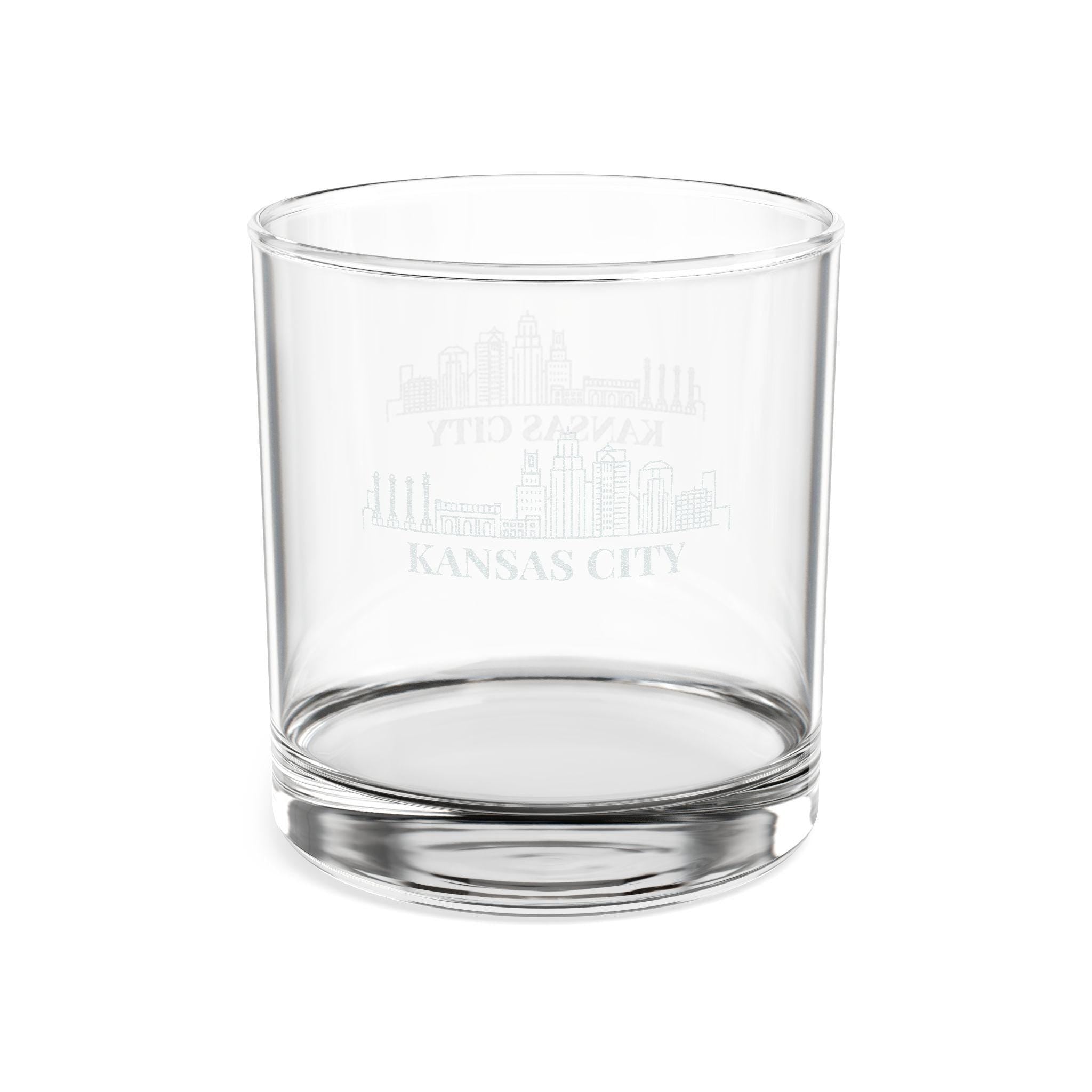 Engraved KANSAS CITY Whiskey Glass, Personalized Dad Rocks Glass, Custom Etched Skyline Gift Souvenir