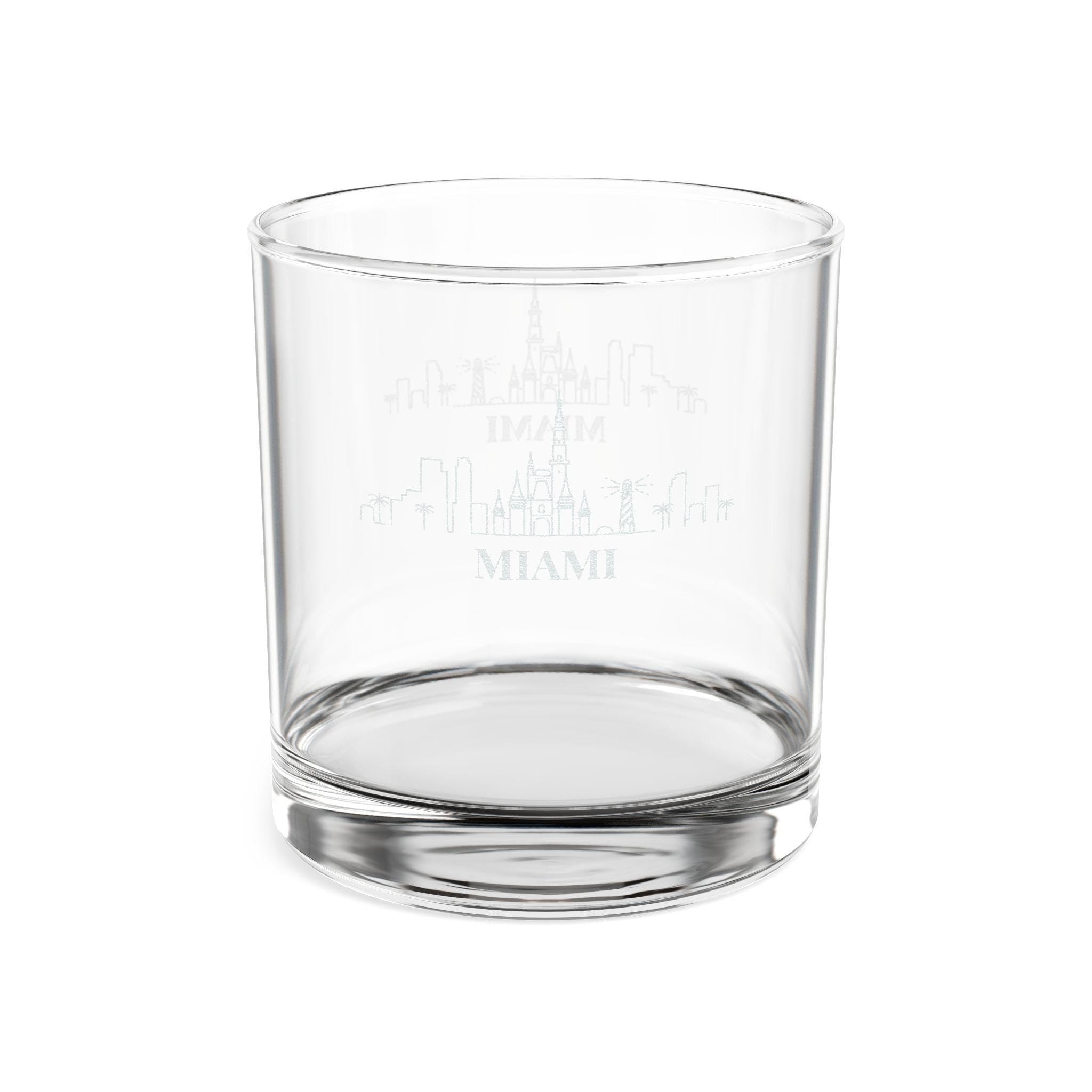 Engraved MIAMI Whiskey Glass, Personalized Dad Rocks Glass, Custom Etched Skyline Gift Souvenir