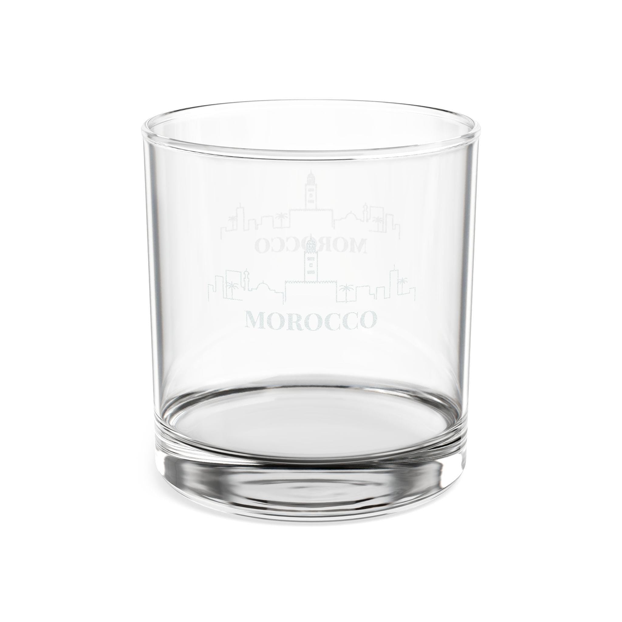 Engraved MOROCCO Whiskey Glass, Personalized Dad Rocks Glass, Custom Etched Skyline Gift Souvenir