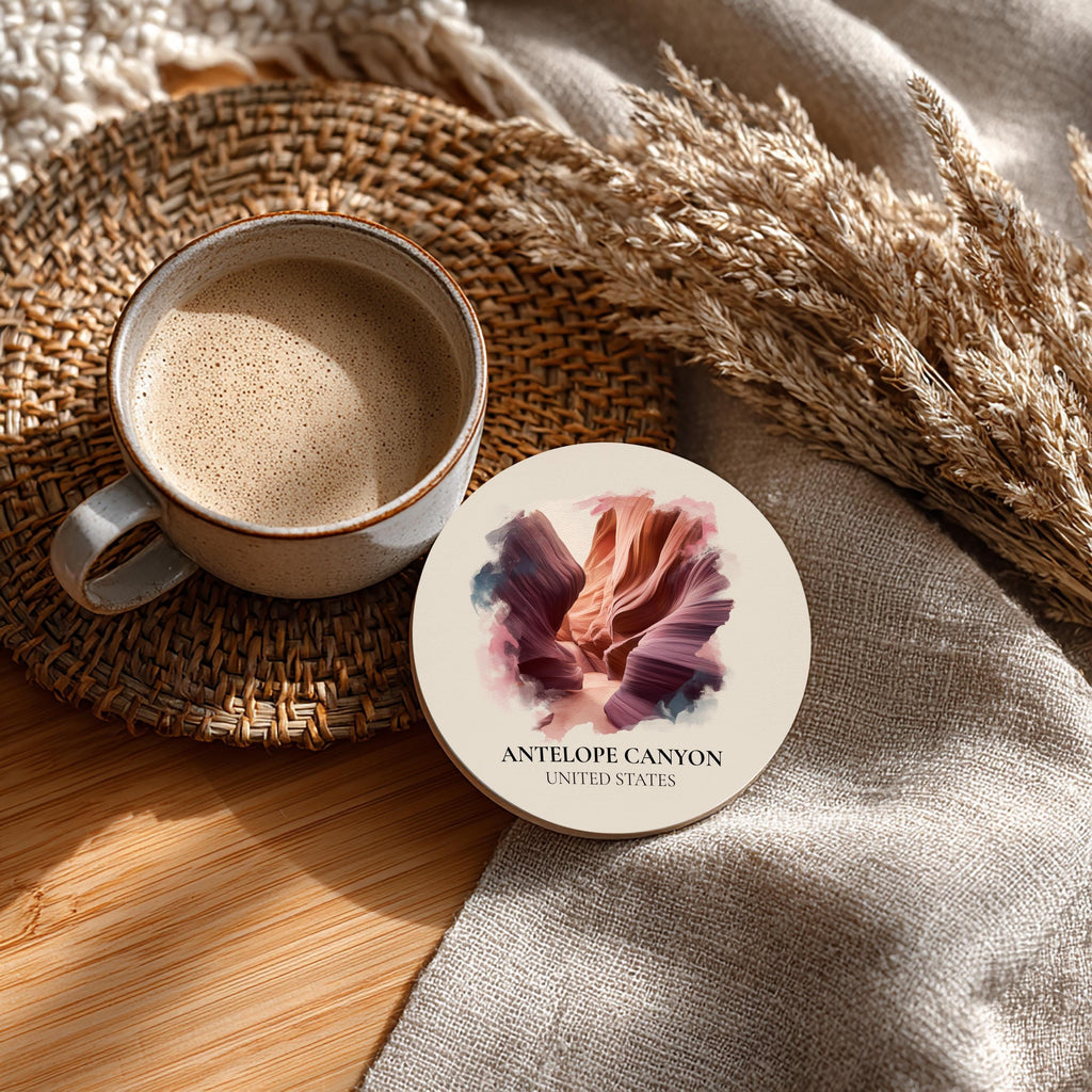 Antelope Canyon United States Coaster, Watercolor Personalized Painting, Travel Gift Souvenir, Home Decor, Ceramic Set