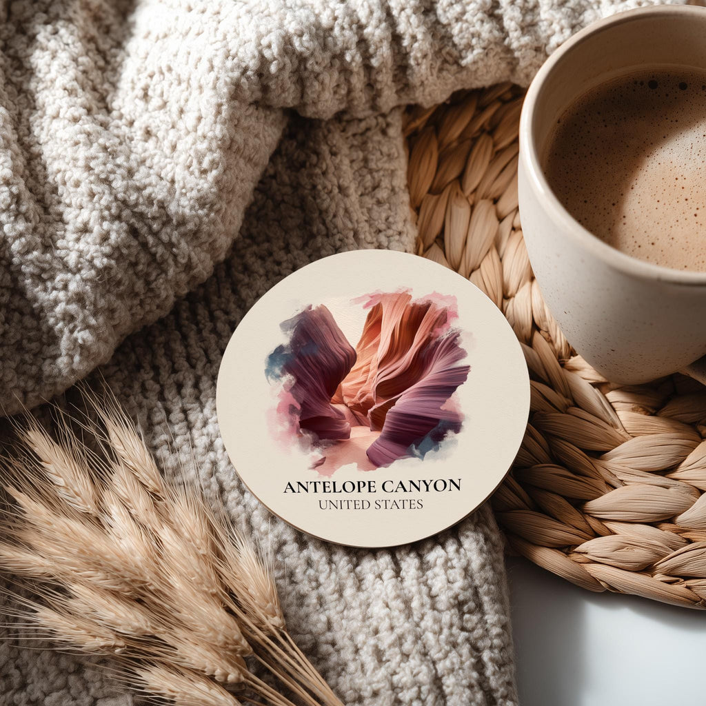 Antelope Canyon United States Coaster, Watercolor Personalized Painting, Travel Gift Souvenir, Home Decor, Ceramic Set