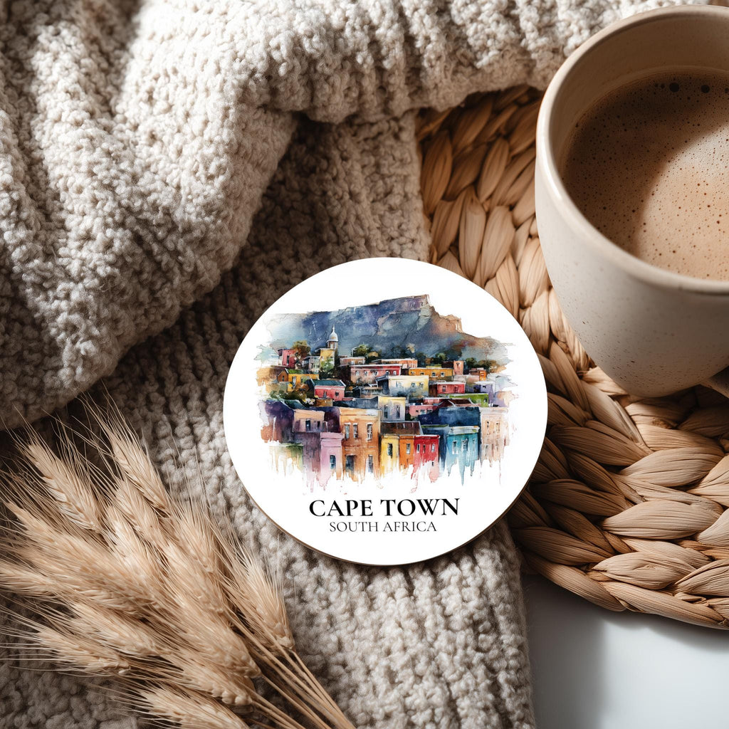 Cape Town South Africa Coaster, Watercolor Personalized Painting, Travel Gift Souvenir, Home Decor, Ceramic Set