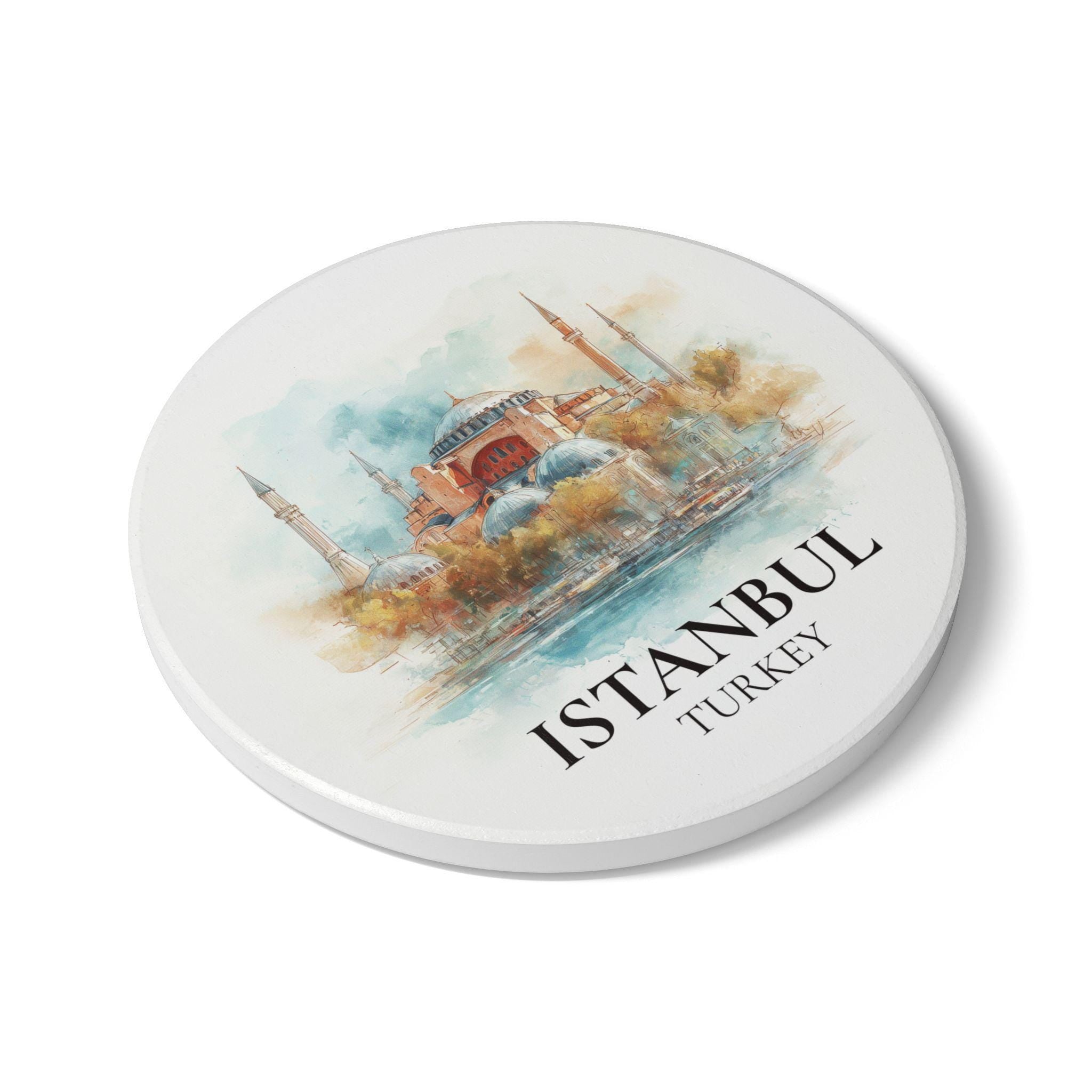 Coaster Temo Sq Circle Coaster, Watercolor Personalized Painting, Travel Gift Souvenir, Home Decor, Ceramic Set