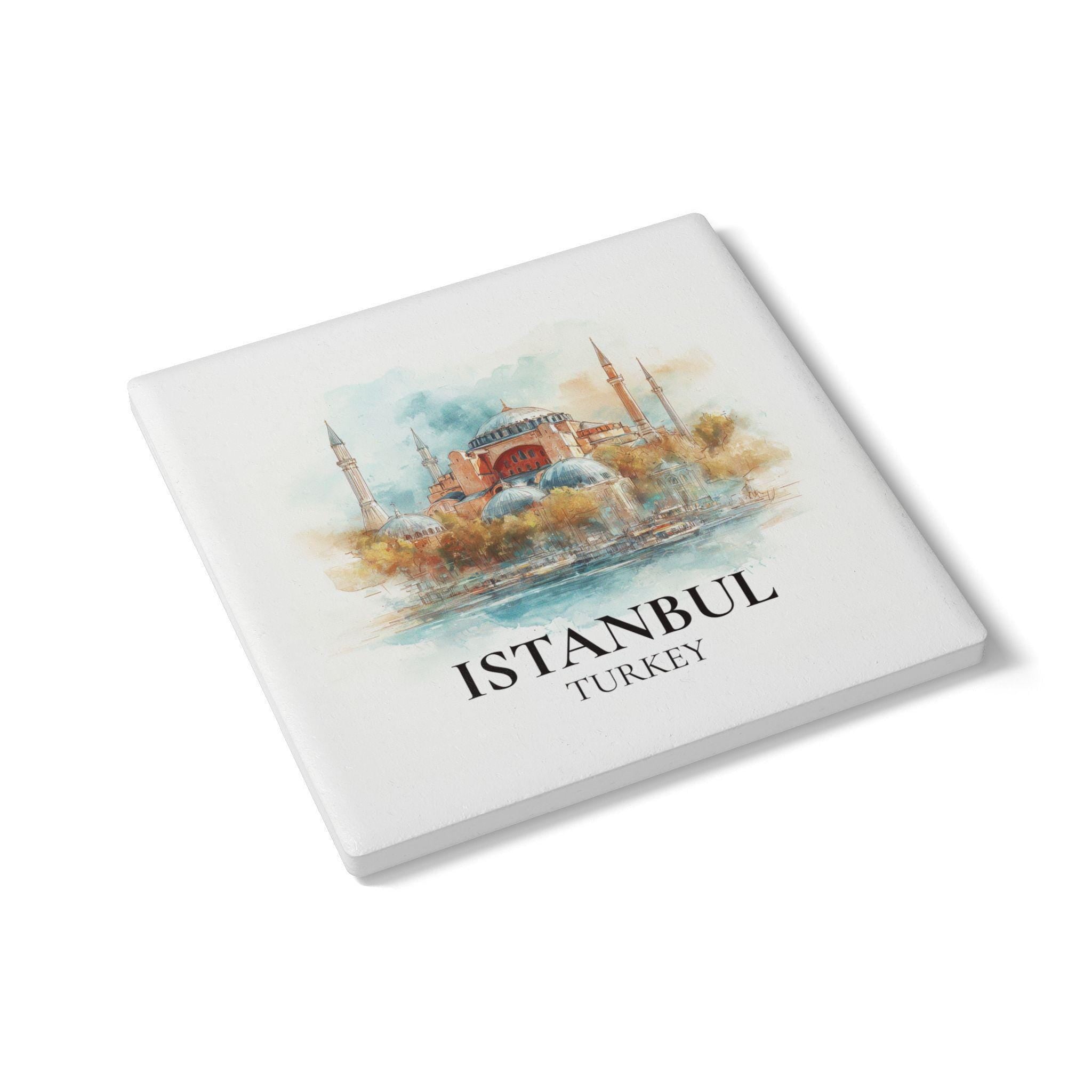 Coaster Temo Sq Circle Coaster, Watercolor Personalized Painting, Travel Gift Souvenir, Home Decor, Ceramic Set
