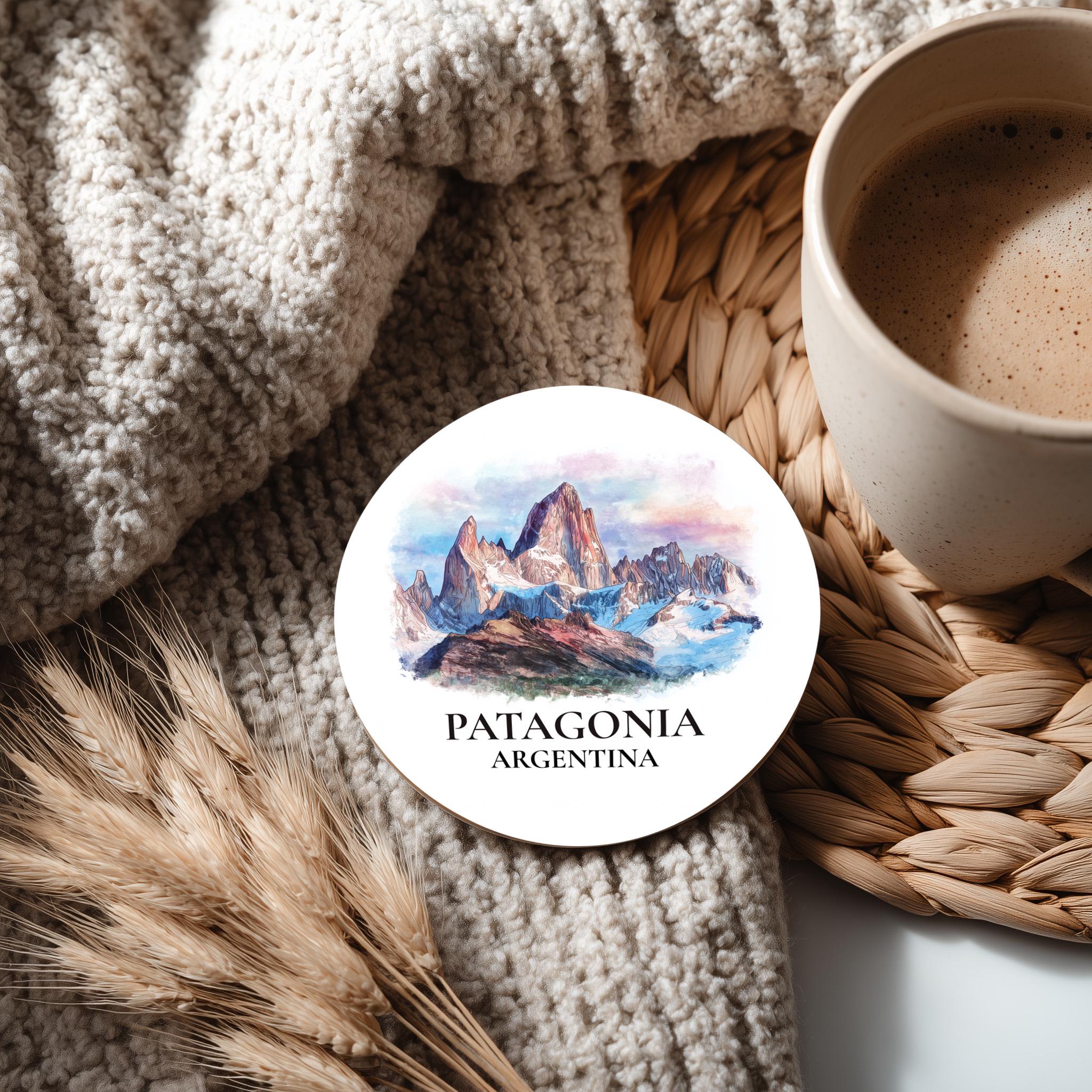 Patagonia Argentina Coaster, Watercolor Personalized Painting, Travel Gift Souvenir, Home Decor, Ceramic Set