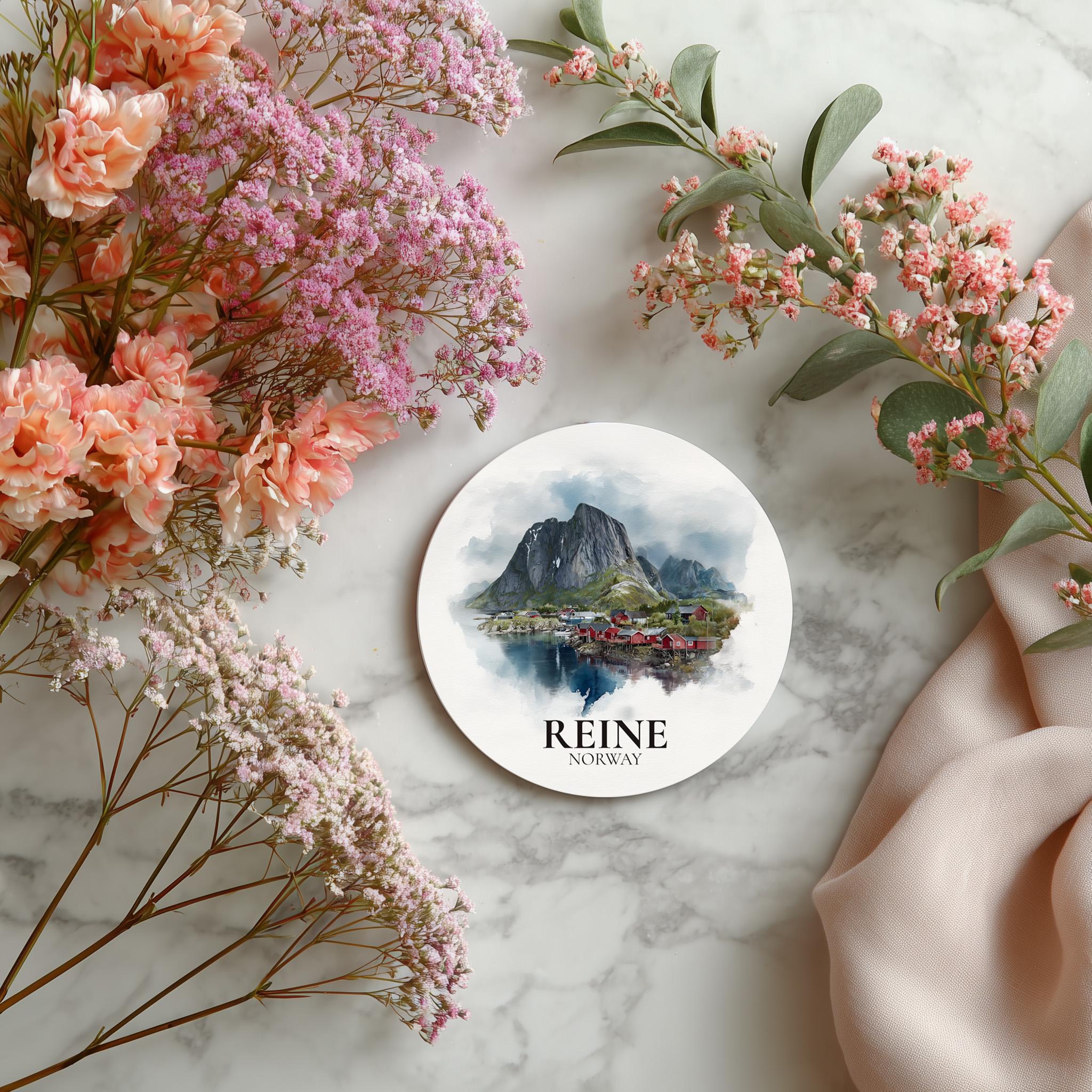 Reine Norway Coaster, Watercolor Personalized Painting, Travel Gift Souvenir, Home Decor, Ceramic Set