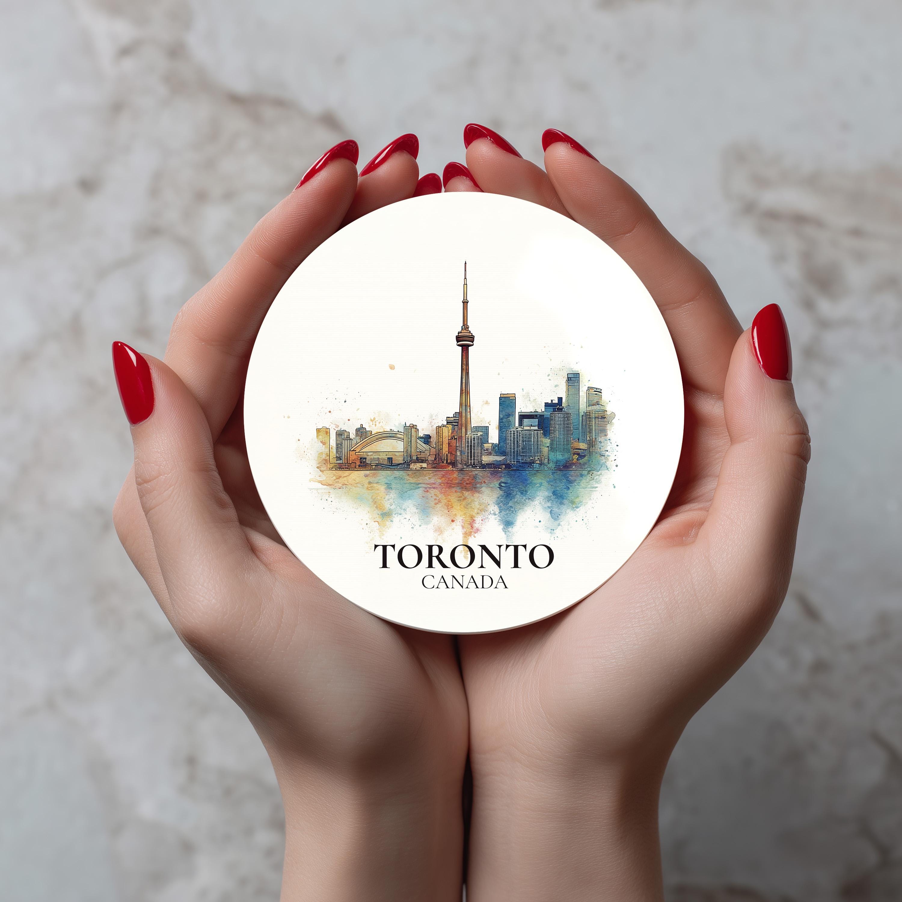 Toronto Canada Coaster, Watercolor Personalized Painting, Travel Gift Souvenir, Home Decor, Ceramic Set