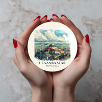 Ulaanbaatar Mongolia Coaster, Watercolor Personalized Painting, Travel Gift Souvenir, Home Decor, Ceramic Set