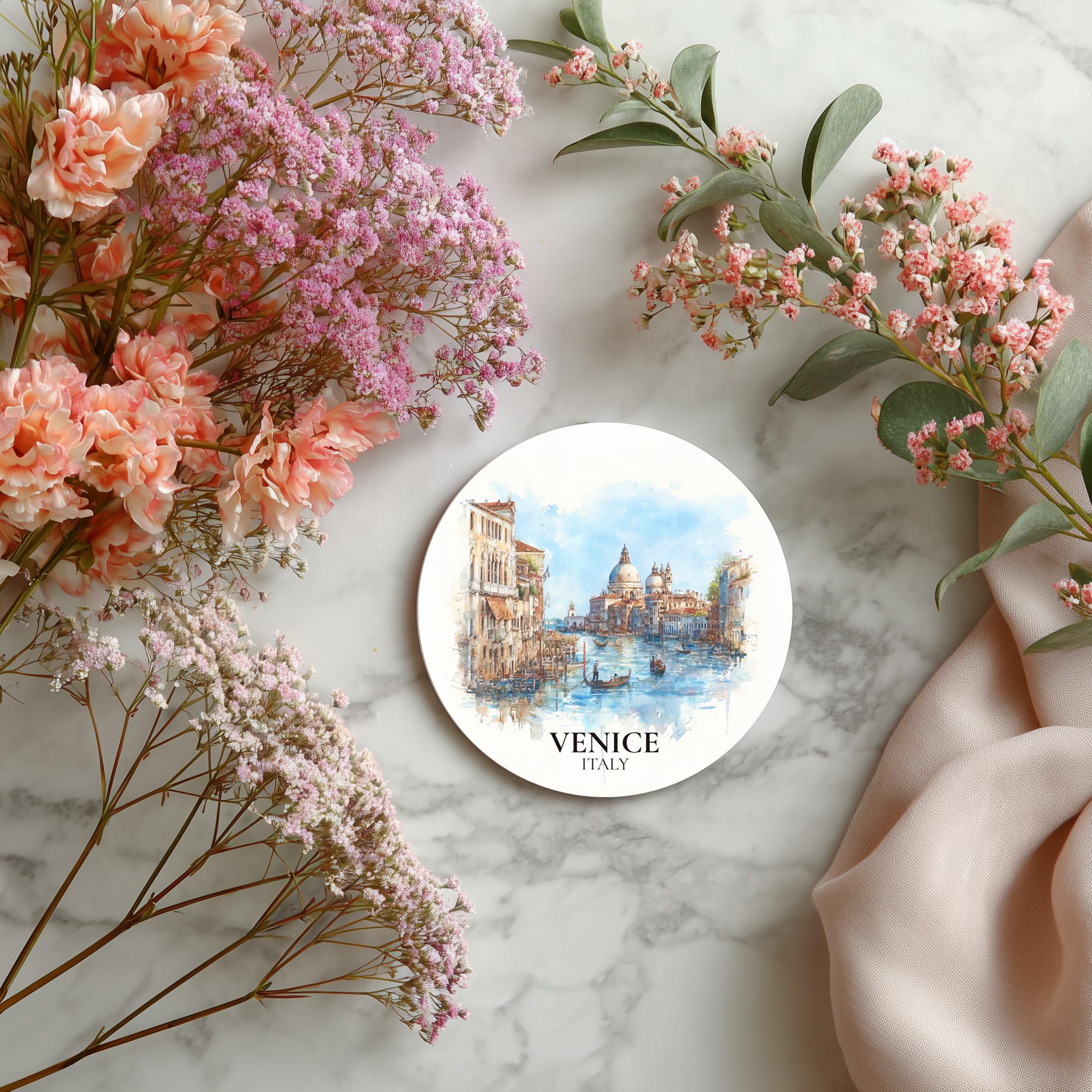 Venice Italy Coaster, Watercolor Personalized Painting, Travel Gift Souvenir, Home Decor, Ceramic Set