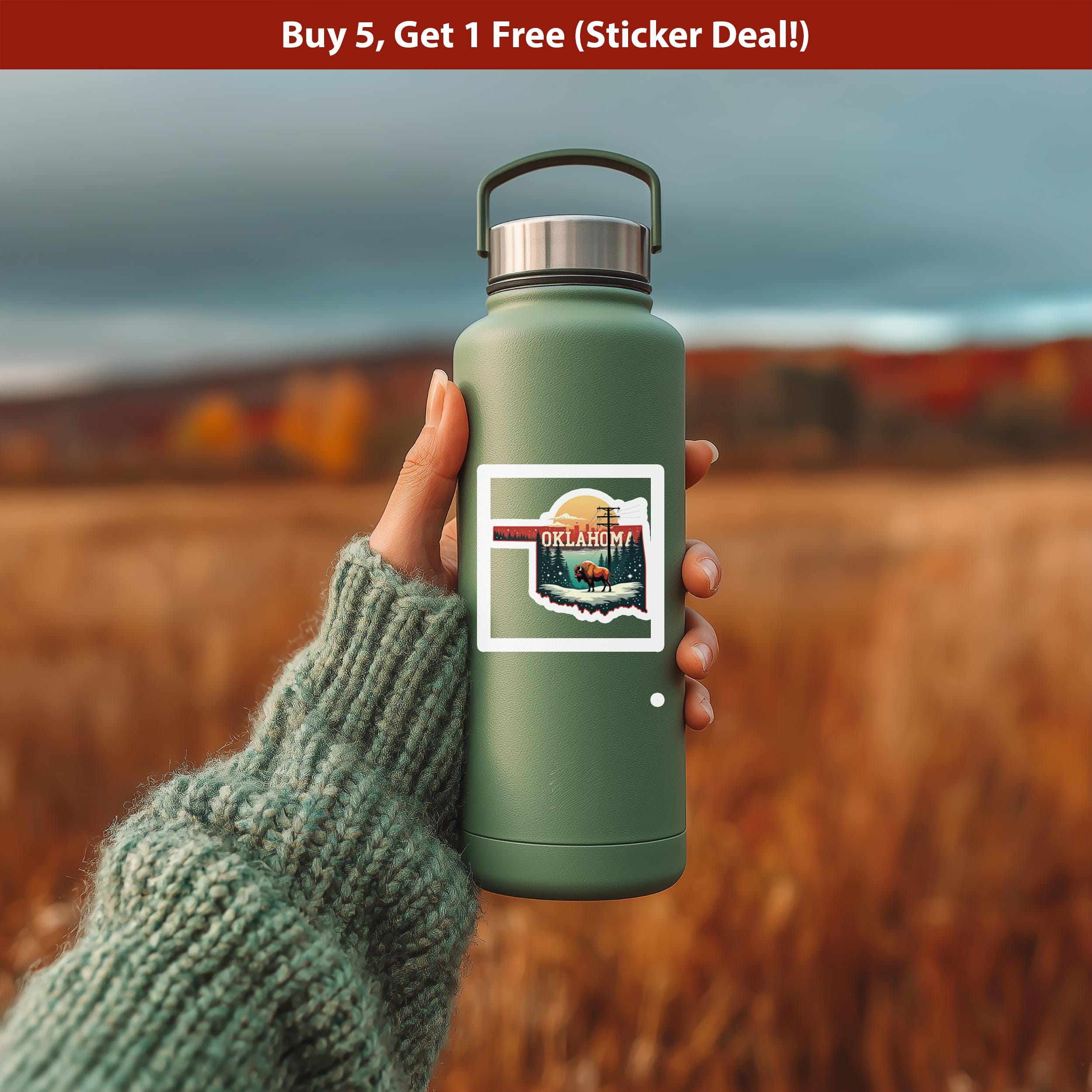 Oklahoma Christmas Sticker, Vintage States Xmas Vinyl Decals Waterproof, Retro Laptop, Scrapbook Tumbler