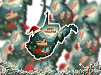West Virginia Christmas Sticker, Vintage States Xmas Vinyl Decals Waterproof, Retro Holiday Gift, Scrapbook Tumbler
