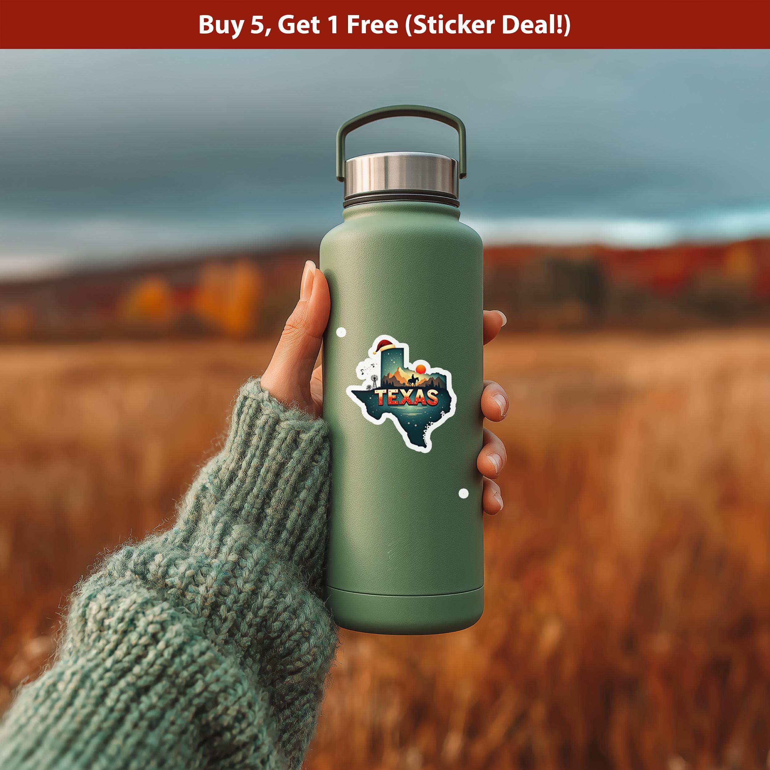 Texas Christmas Sticker, Vintage States Xmas Vinyl Decals Waterproof, Retro Holiday Gift, Scrapbook Tumbler