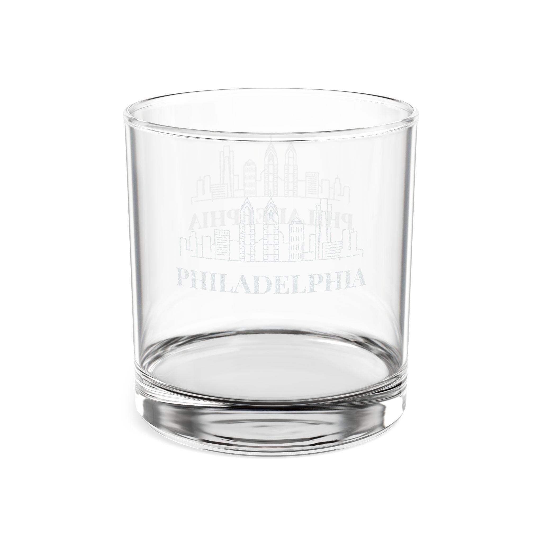 Engraved PHILADELPHIA Whiskey Glass, Personalized Dad Rocks Glass, Custom Etched Skyline Gift Souvenir
