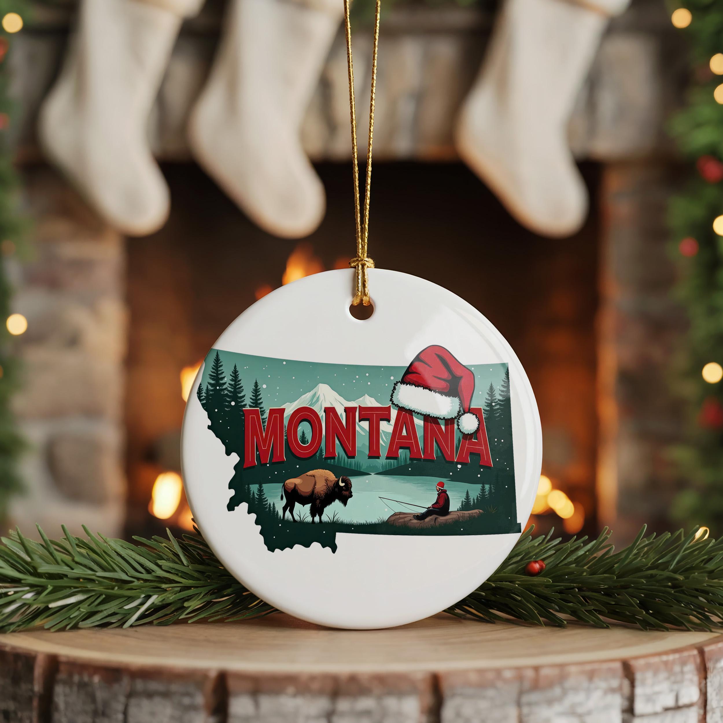 Montana Ornament, Vintage Personalized Christmas Decor, Custom Holiday Gift Souvenir Travel Keepsake