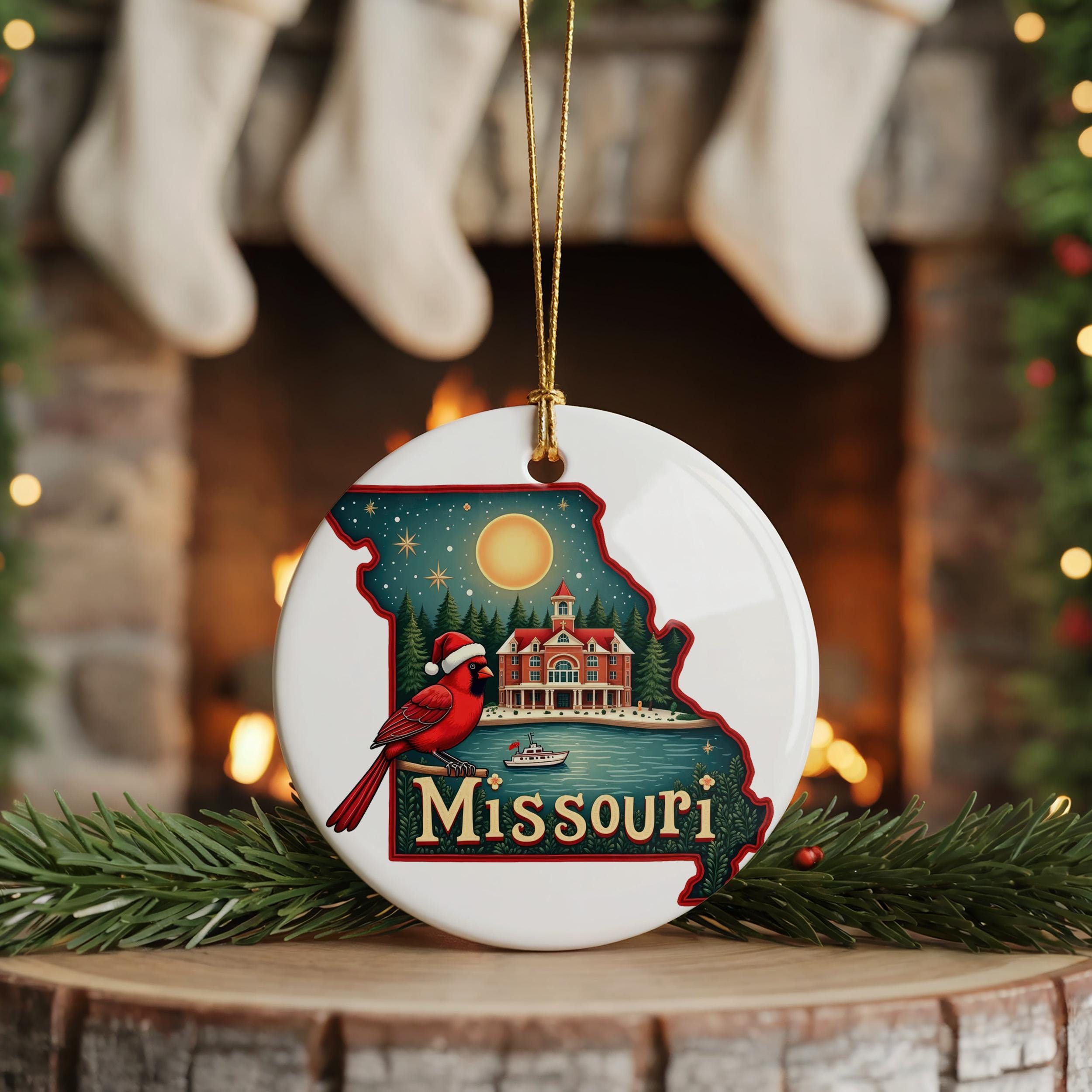 Missouri Ornament, Vintage Personalized Christmas Decor, Custom Holiday Gift Souvenir Travel Keepsake