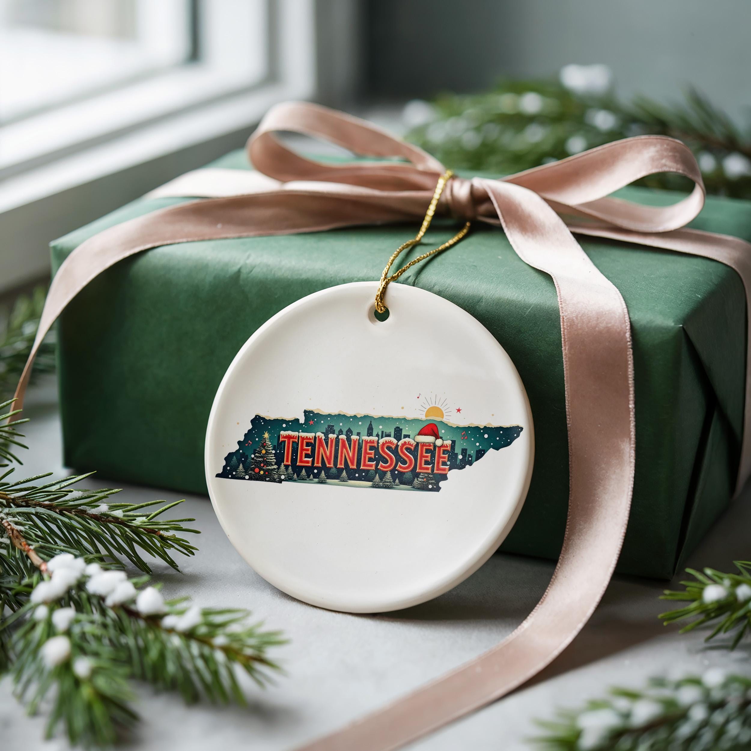 Tennessee Ornament, Vintage Personalized Christmas Decor, Custom Holiday Gift Souvenir Travel Keepsake