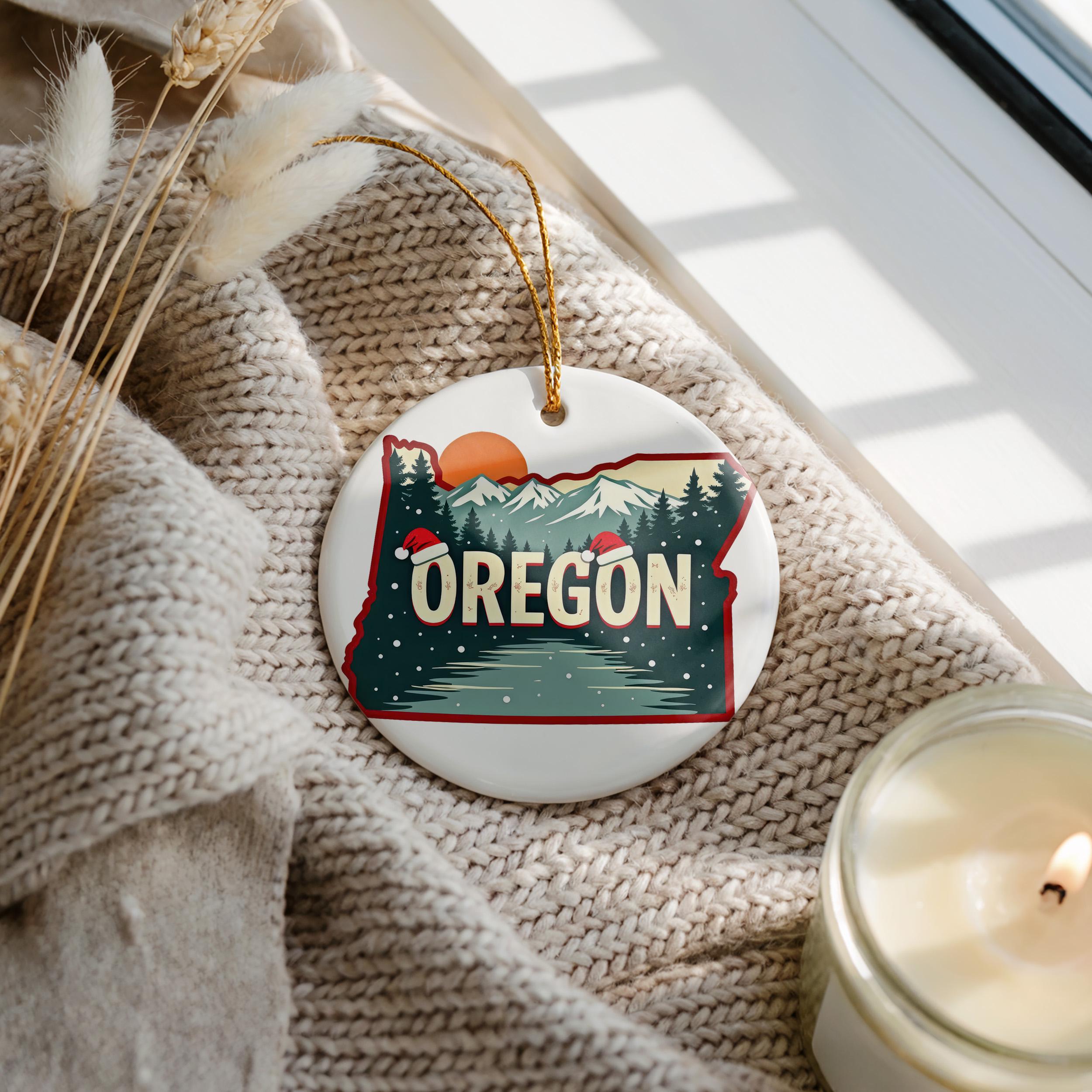 Oregon Ornament, Vintage Personalized Christmas Decor, Custom Holiday Gift Souvenir Travel Keepsake