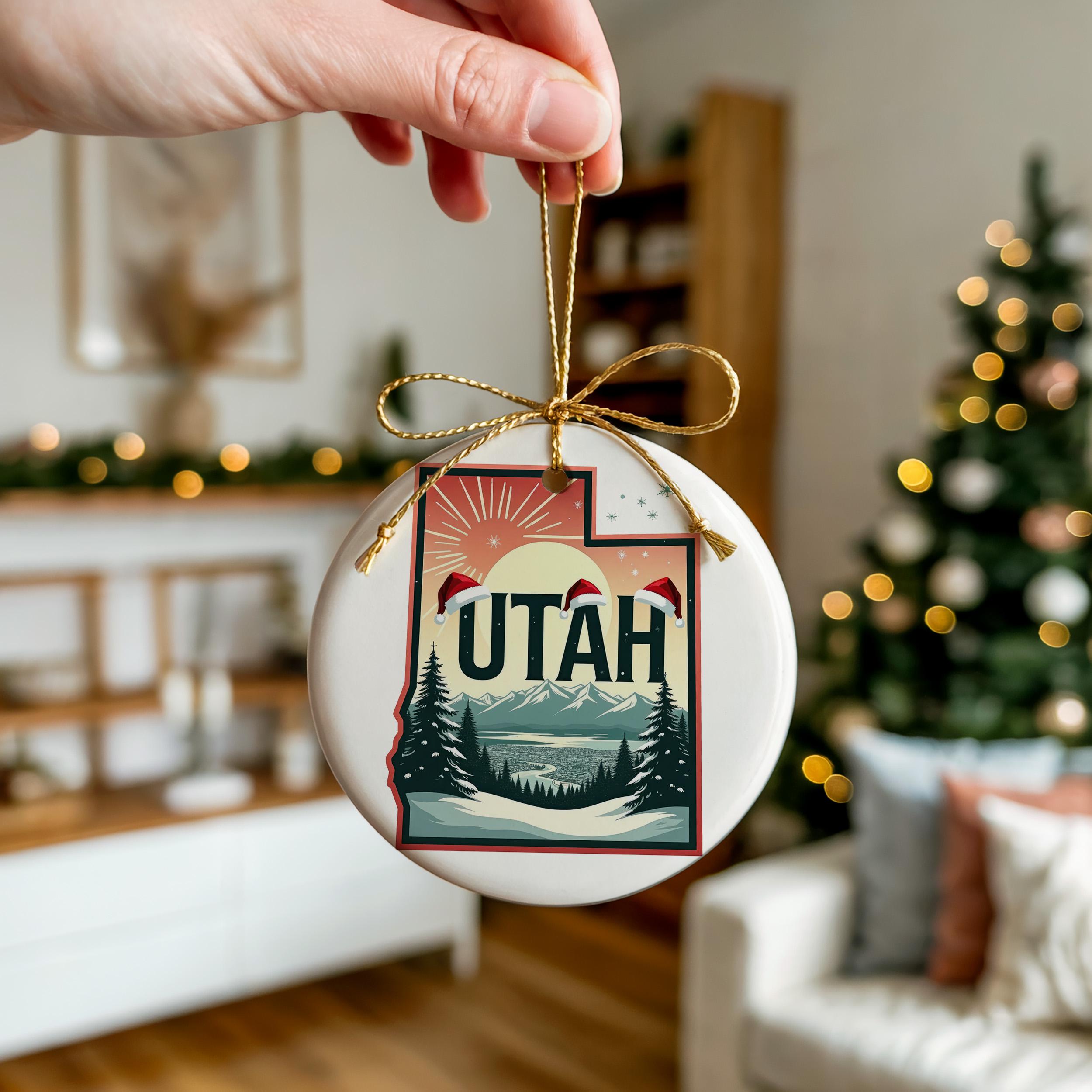 Utah Ornament, Vintage Personalized Christmas Decor, Custom Holiday Gift Souvenir Travel Keepsake