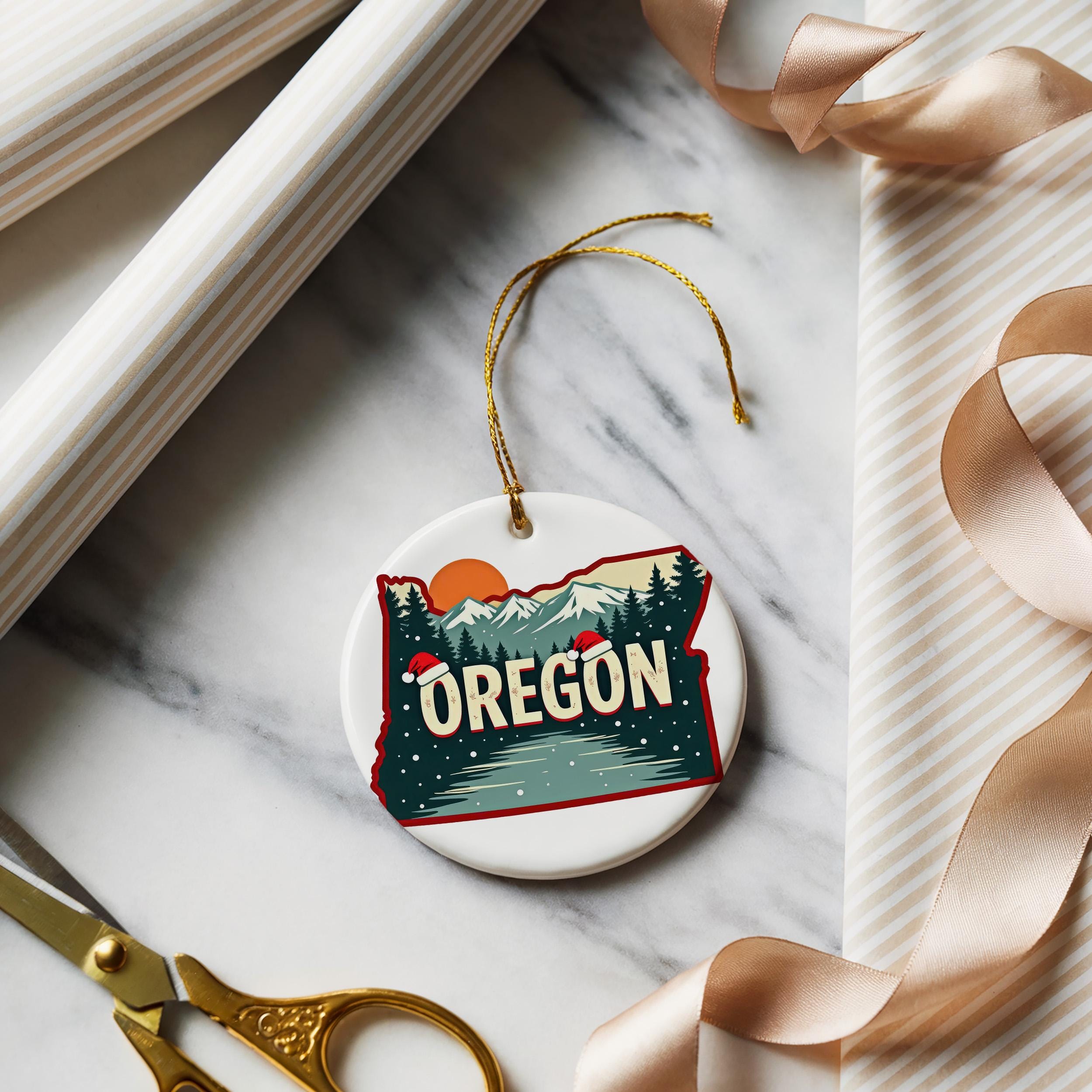 Oregon Ornament, Vintage Personalized Christmas Decor, Custom Holiday Gift Souvenir Travel Keepsake