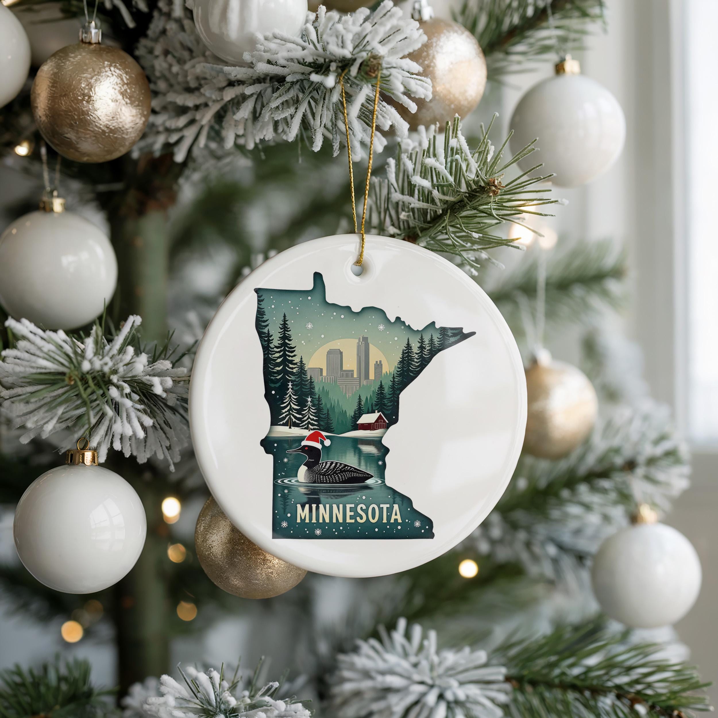 Minnesota Ornament, Vintage Personalized Christmas Decor, Custom Holiday Gift Souvenir Travel Keepsake