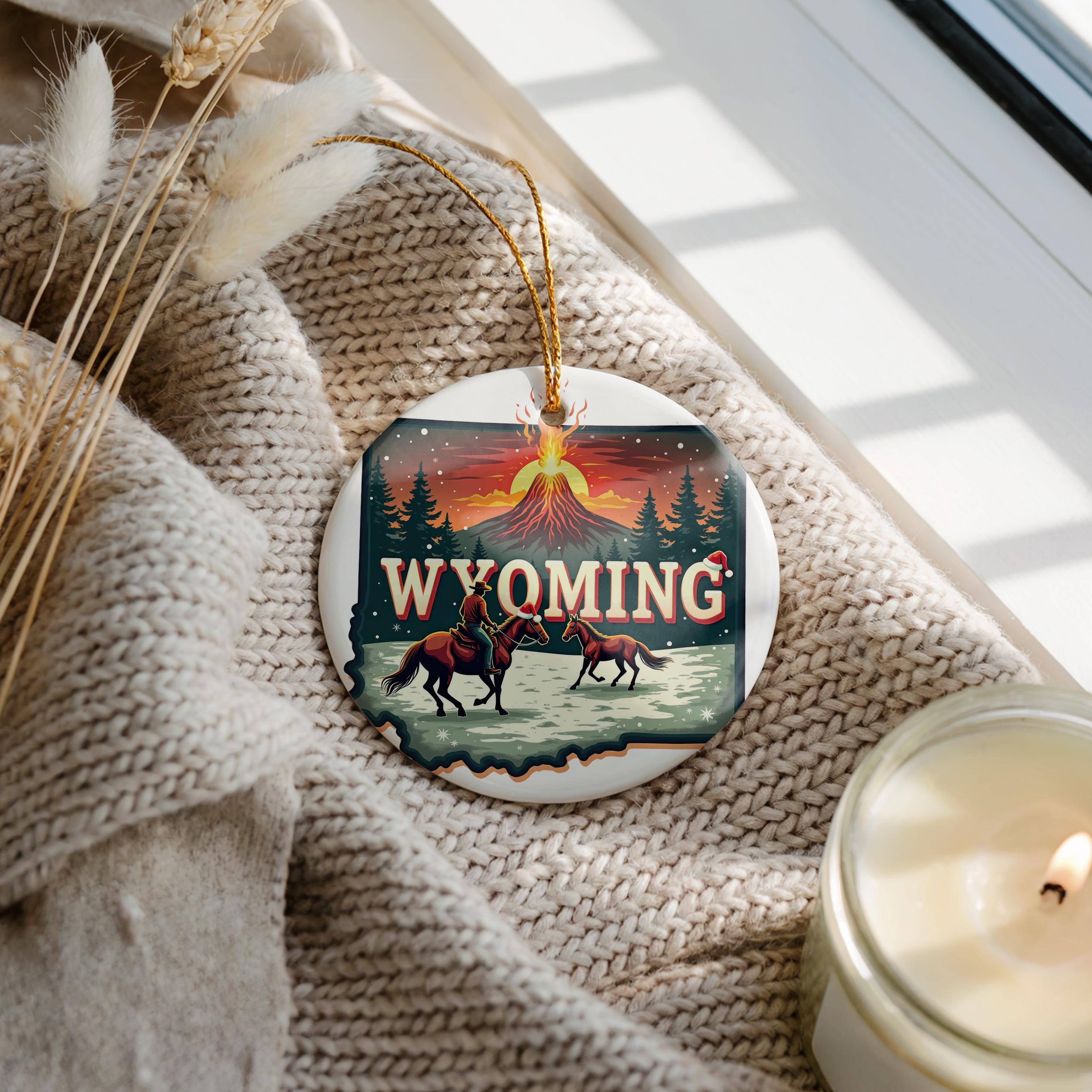 Wyoming Ornament, Vintage Personalized Christmas Decor, Custom Holiday Gift Souvenir Travel Keepsake