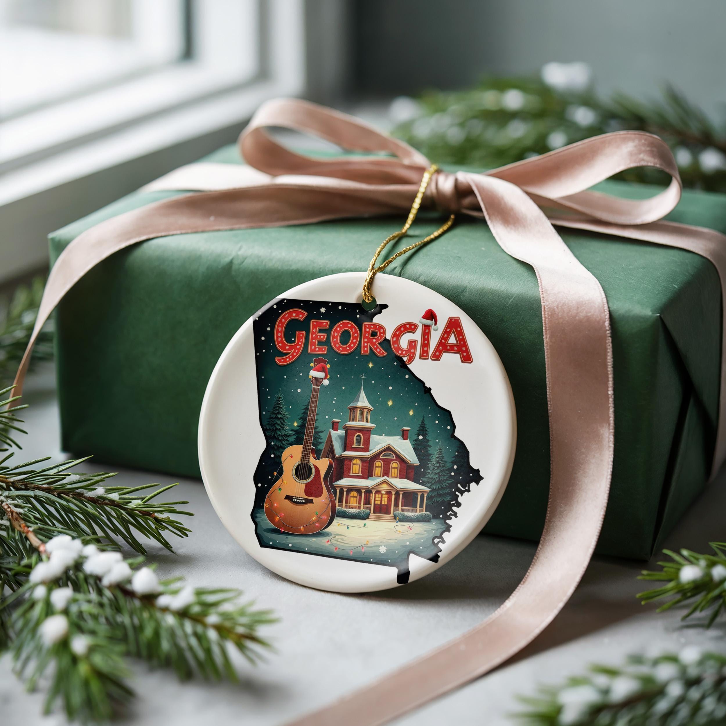 Georgia Ornament, Vintage Personalized Christmas Decor, Custom Holiday Gift Souvenir Travel Keepsake
