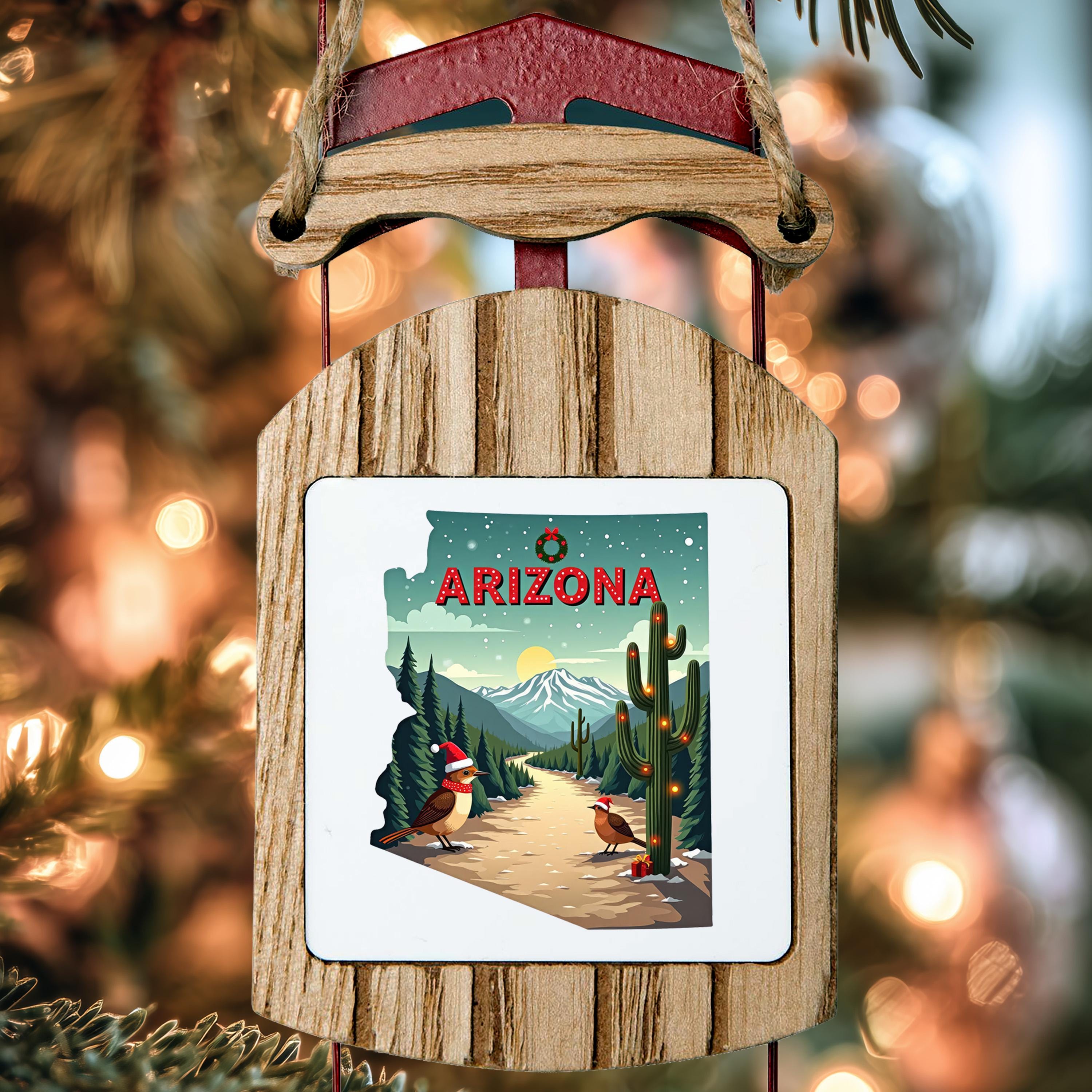Arizona Ornament, Vintage Personalized Christmas Decor, Custom Holiday Gift Souvenir Travel Keepsake