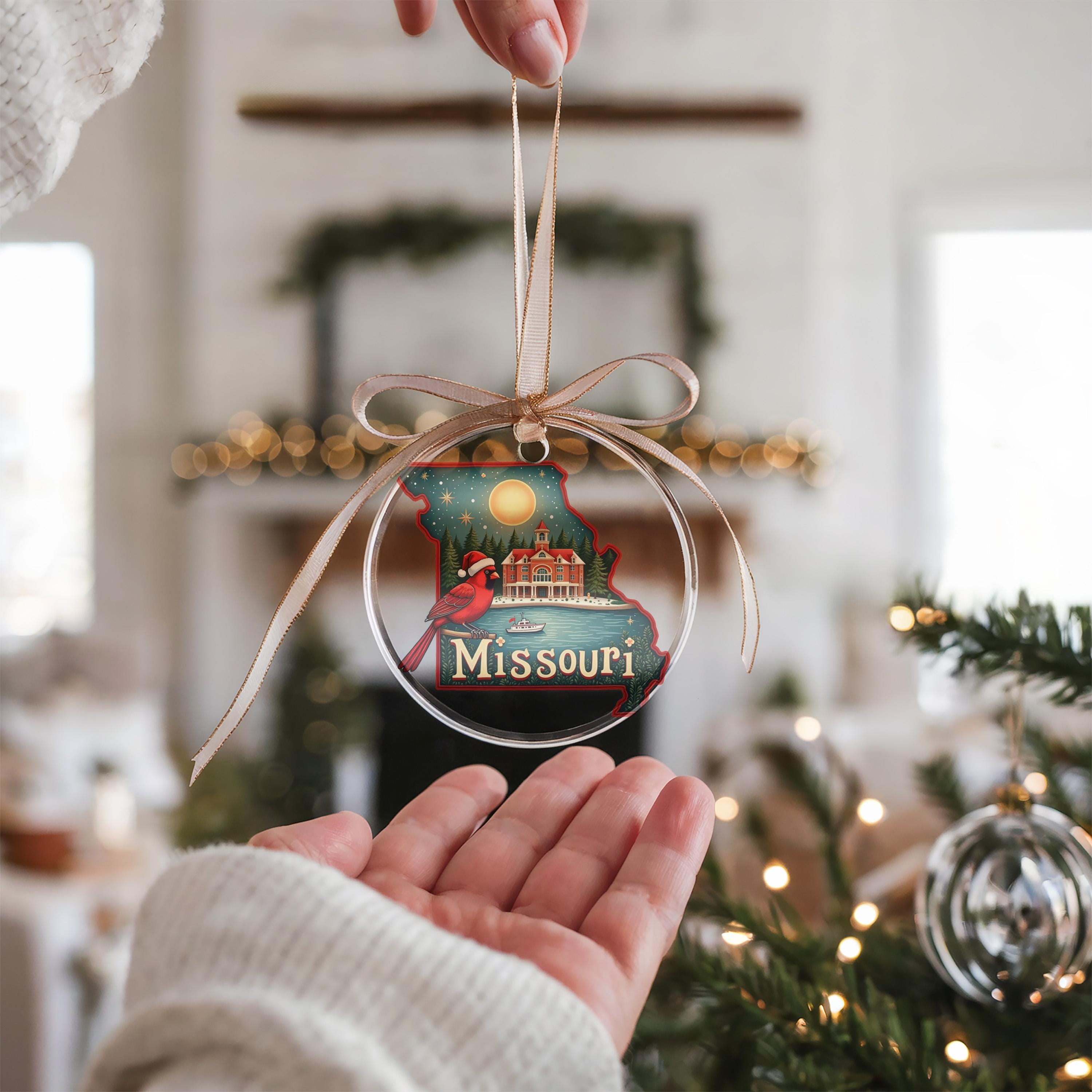 Missouri Ornament, Vintage Personalized Christmas Decor, Custom Holiday Gift Souvenir Travel Keepsake