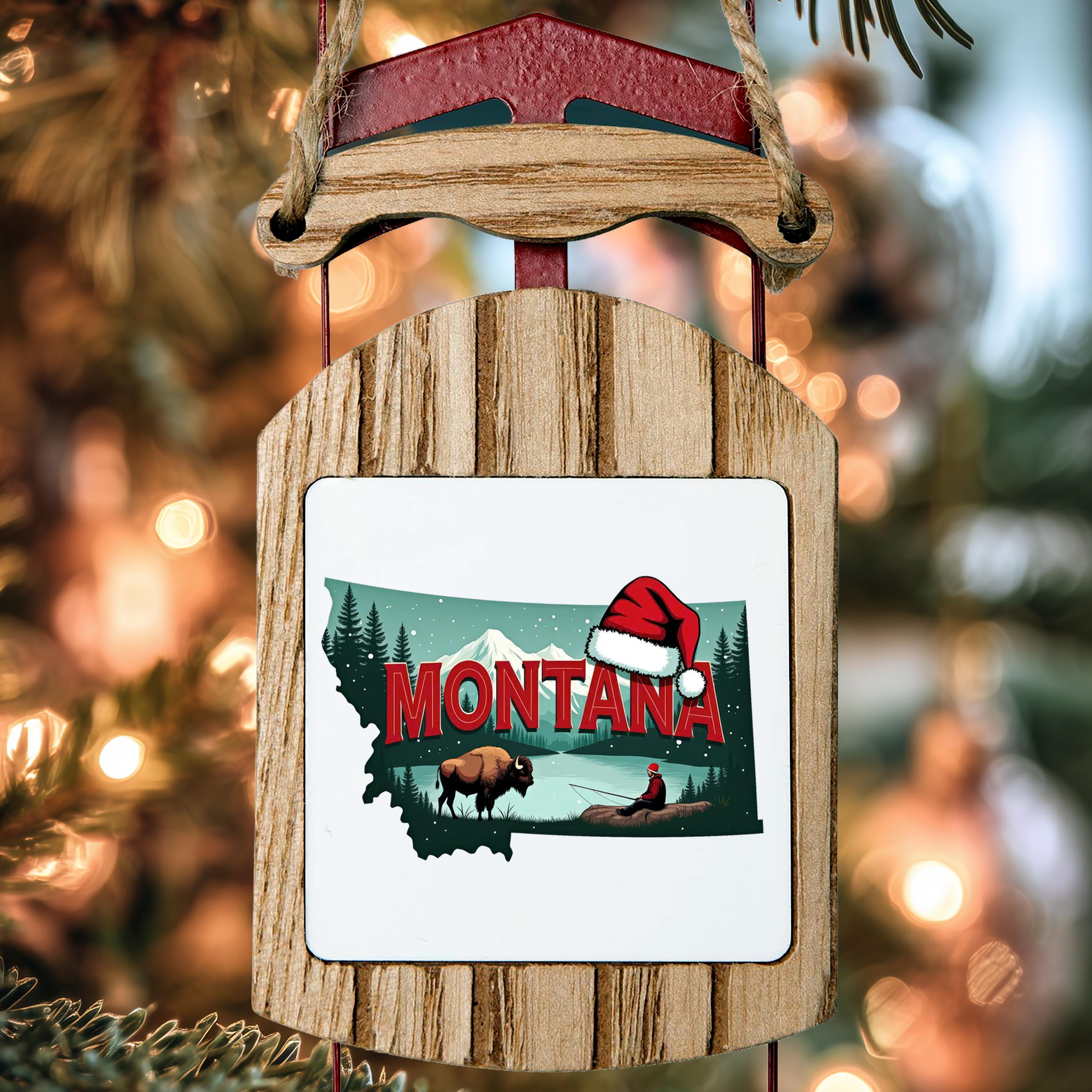 Montana Ornament, Vintage Personalized Christmas Decor, Custom Holiday Gift Souvenir Travel Keepsake