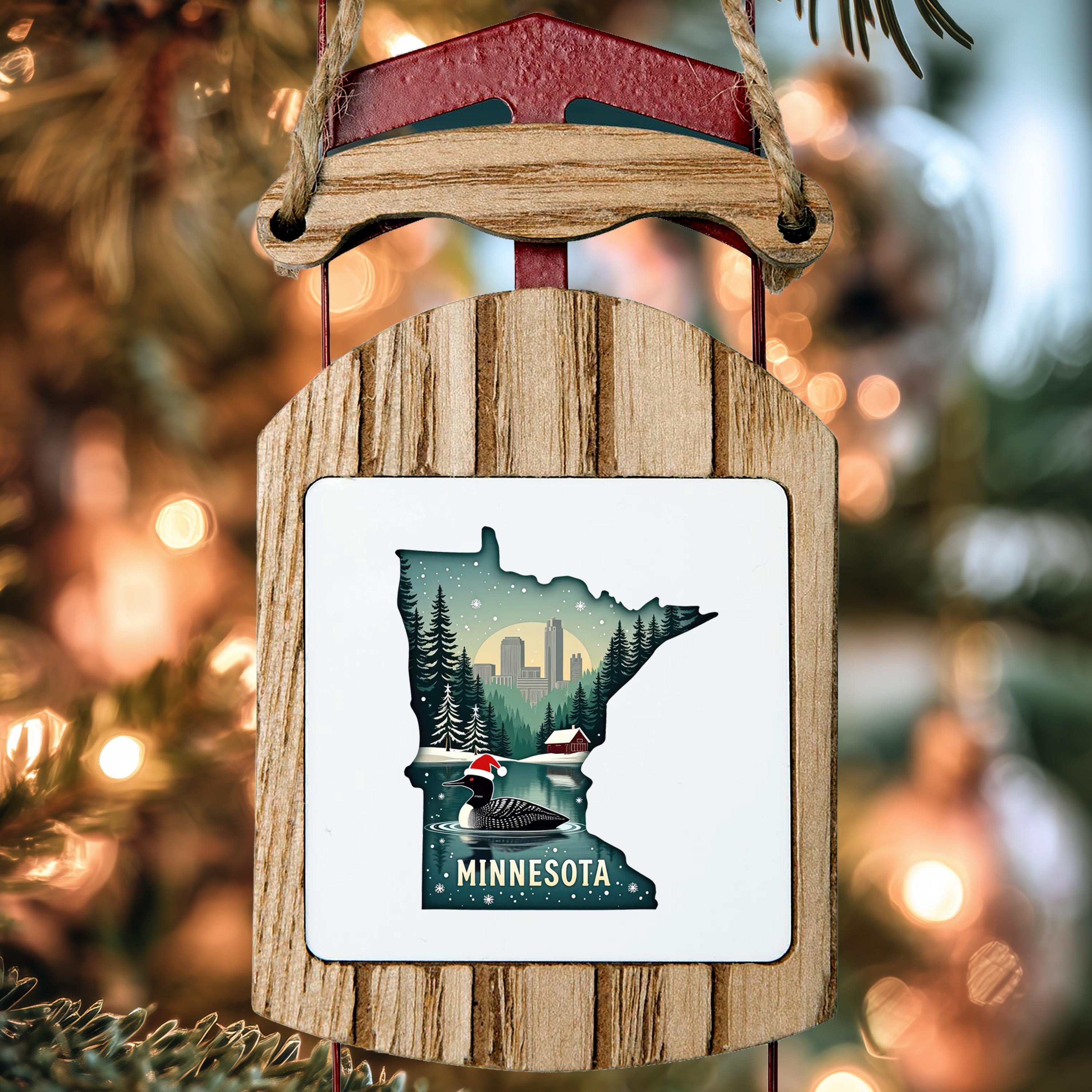 Minnesota Ornament, Vintage Personalized Christmas Decor, Custom Holiday Gift Souvenir Travel Keepsake