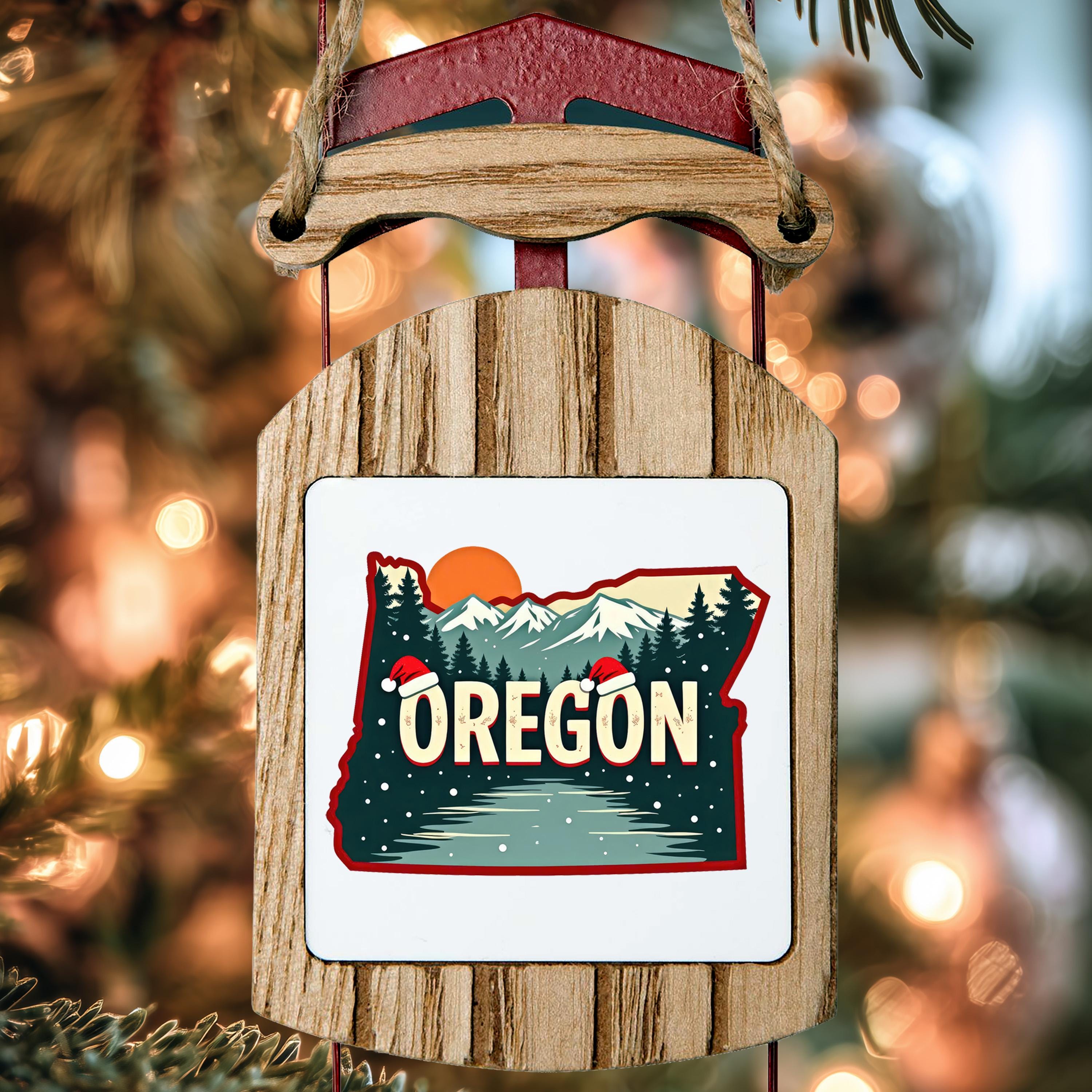 Oregon Ornament, Vintage Personalized Christmas Decor, Custom Holiday Gift Souvenir Travel Keepsake