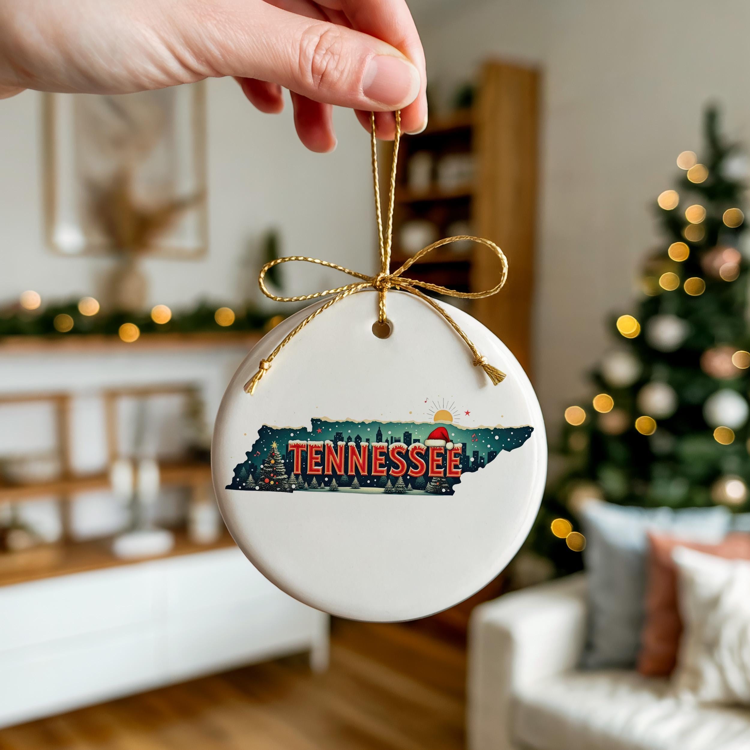 Tennessee Ornament, Vintage Personalized Christmas Decor, Custom Holiday Gift Souvenir Travel Keepsake