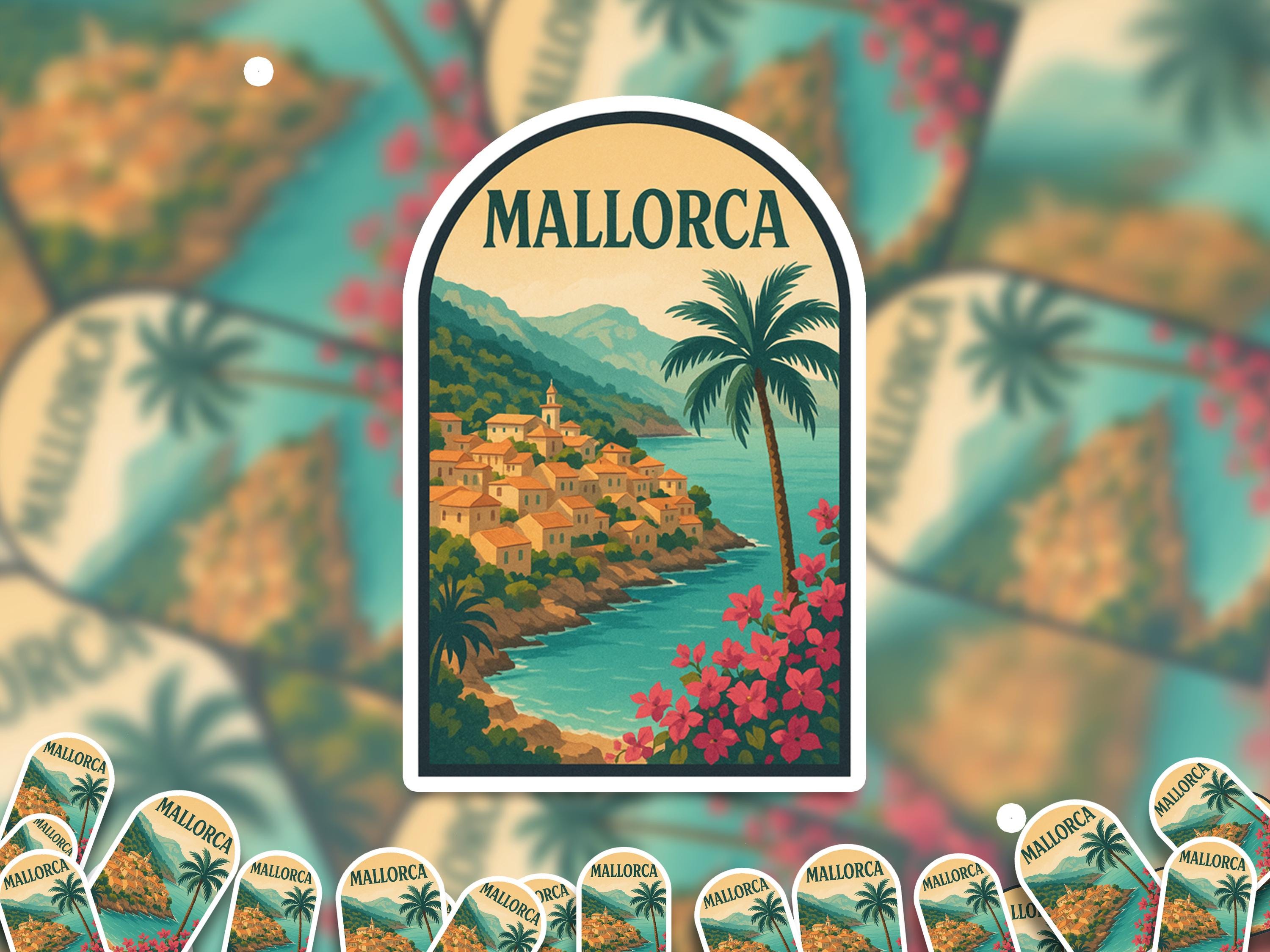 Mallorca Sticker Spain, Vintage City Vinyl Decal, Retro Travel Lover Collection, Journal Scrapbook