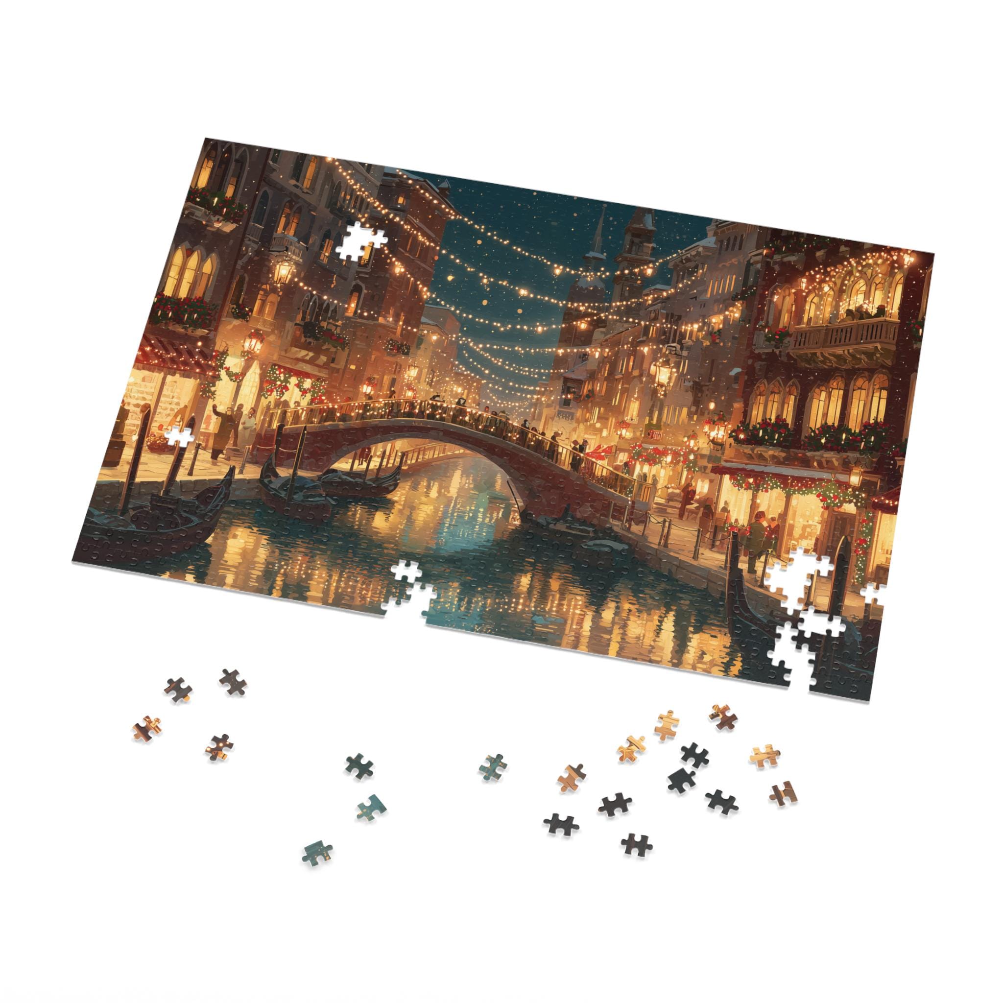 Venice Italy Christmas Puzzle, Personalized Gift Festive Market, Travel Keepsake, Family Holiday Souvenir
