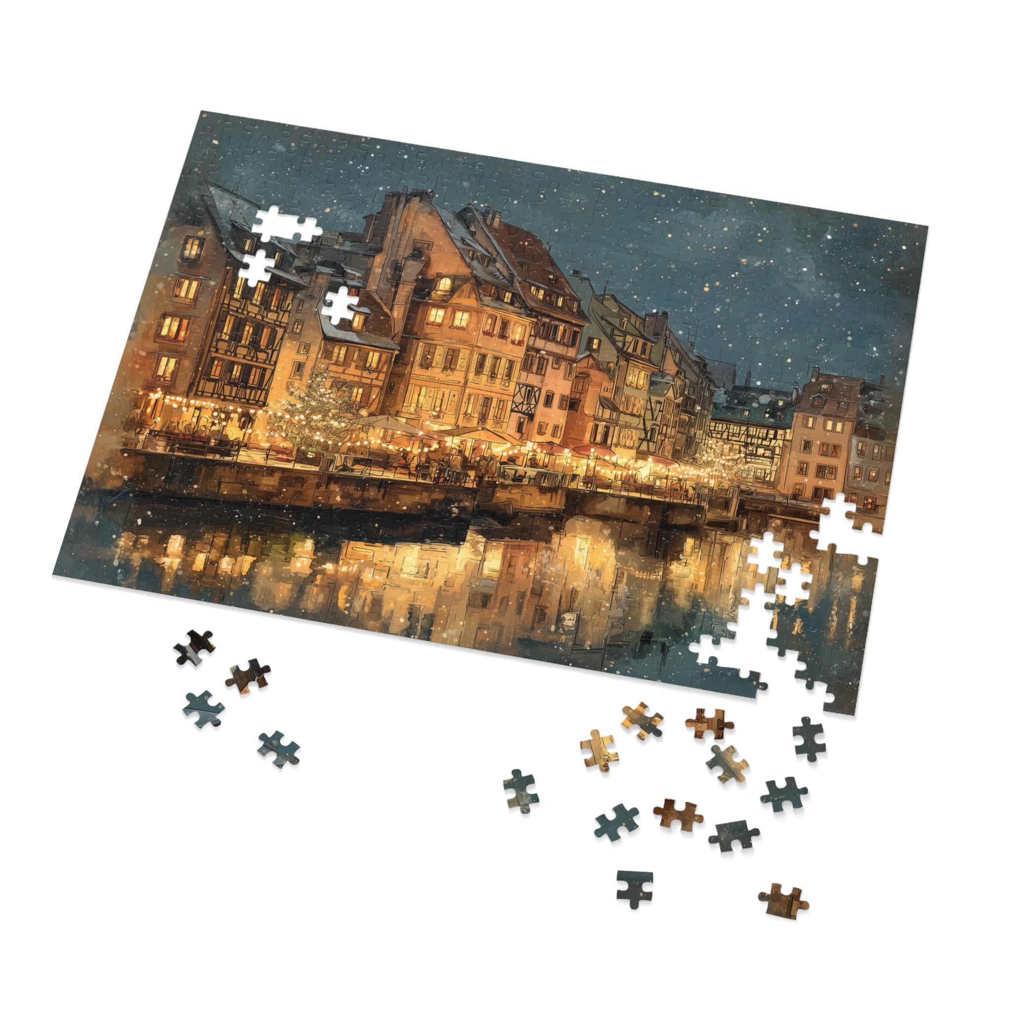 Strasbourg France Christmas Puzzle, Personalized Gift Festive Market, Travel Keepsake, Family Holiday Souvenir