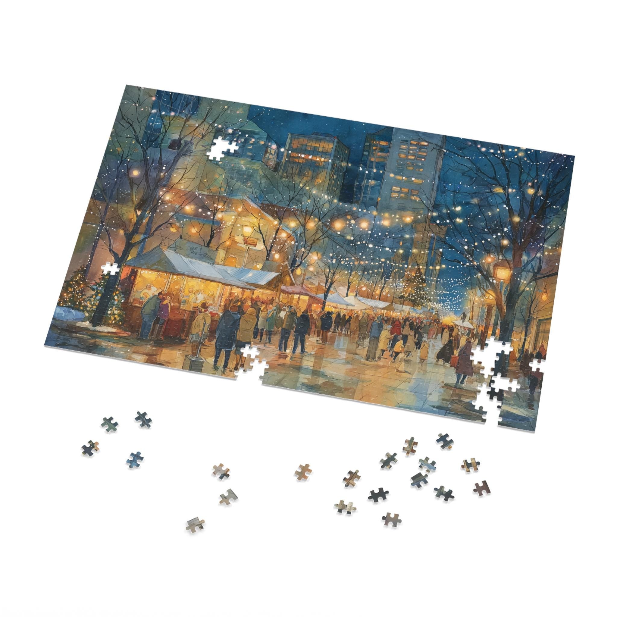 Raleigh North Carolina Christmas Puzzle, Personalized Gift Festive Market, Travel Keepsake, Family Holiday Souvenir