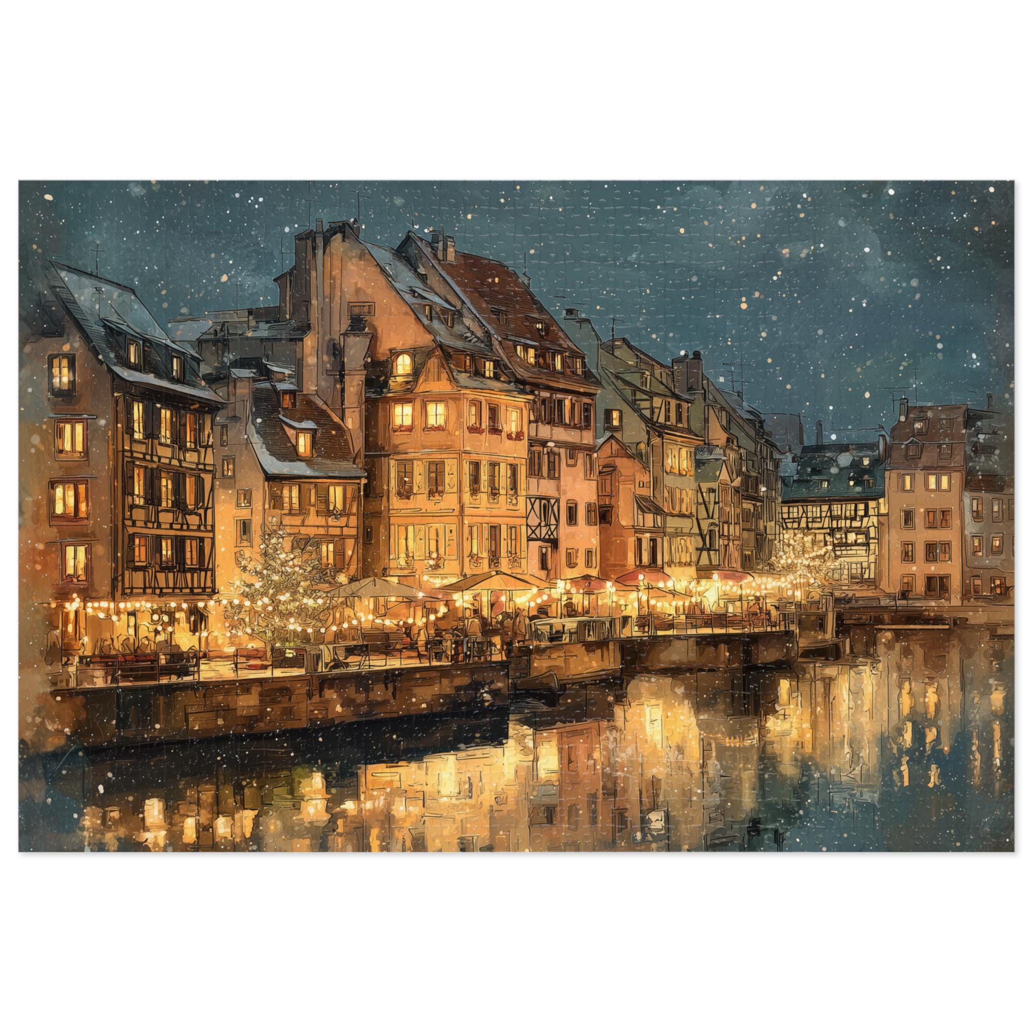 Strasbourg France Christmas Puzzle, Personalized Gift Festive Market, Travel Keepsake, Family Holiday Souvenir
