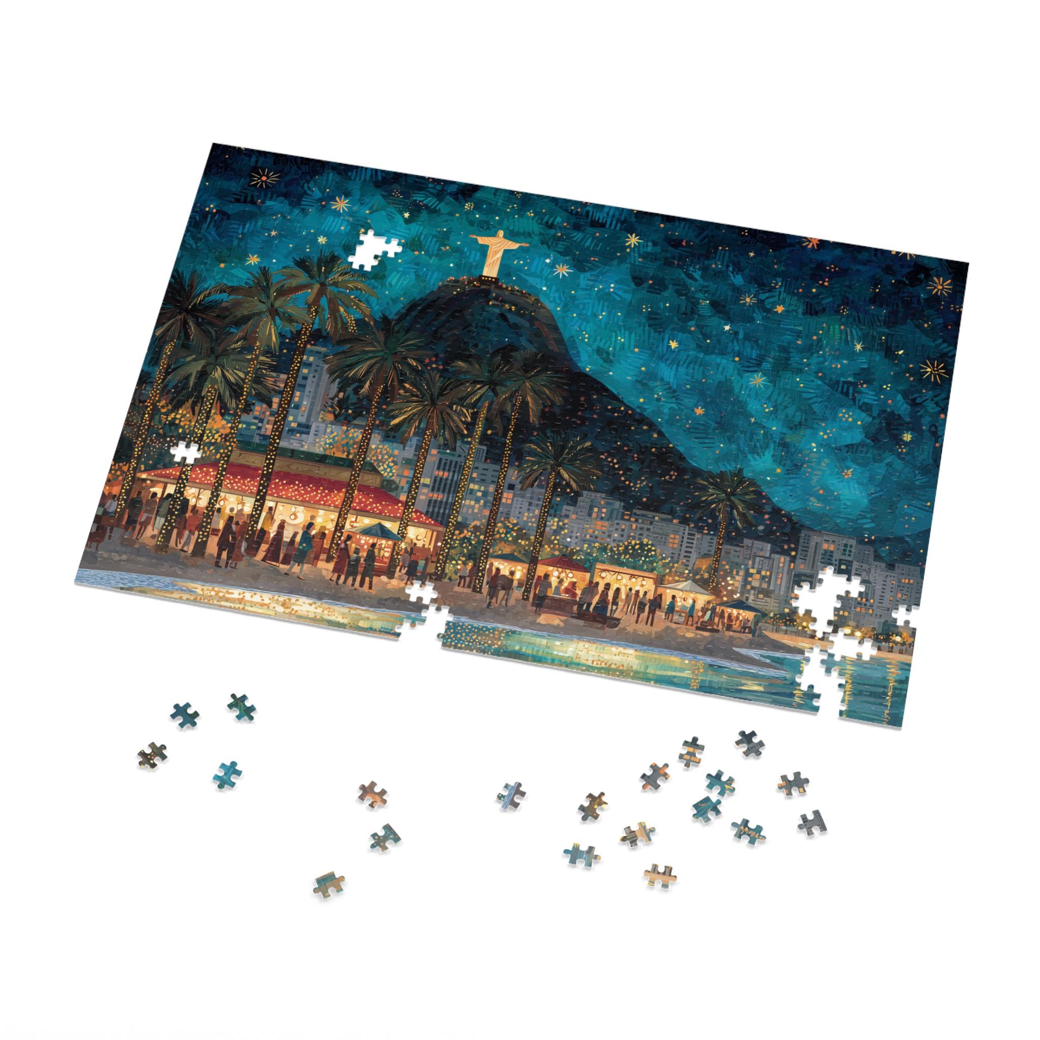 Rio Brazil Christmas Puzzle, Personalized Gift Festive Market, Travel Keepsake, Family Holiday Souvenir