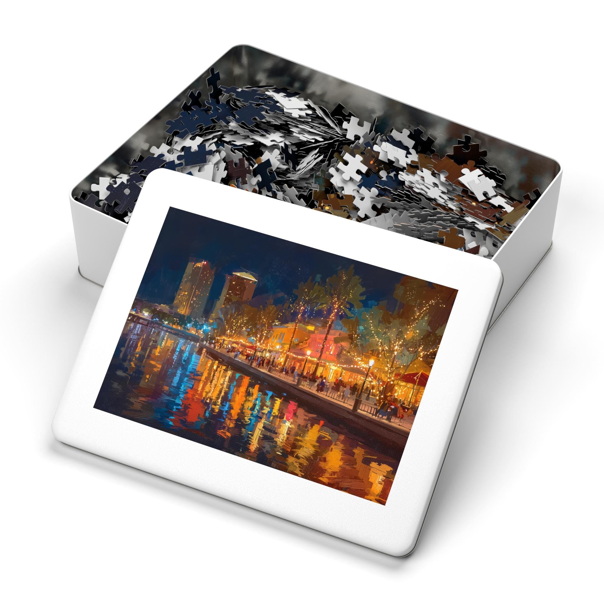 Tampa Florida Christmas Puzzle, Personalized Gift Festive Market, Travel Keepsake, Family Holiday Souvenir