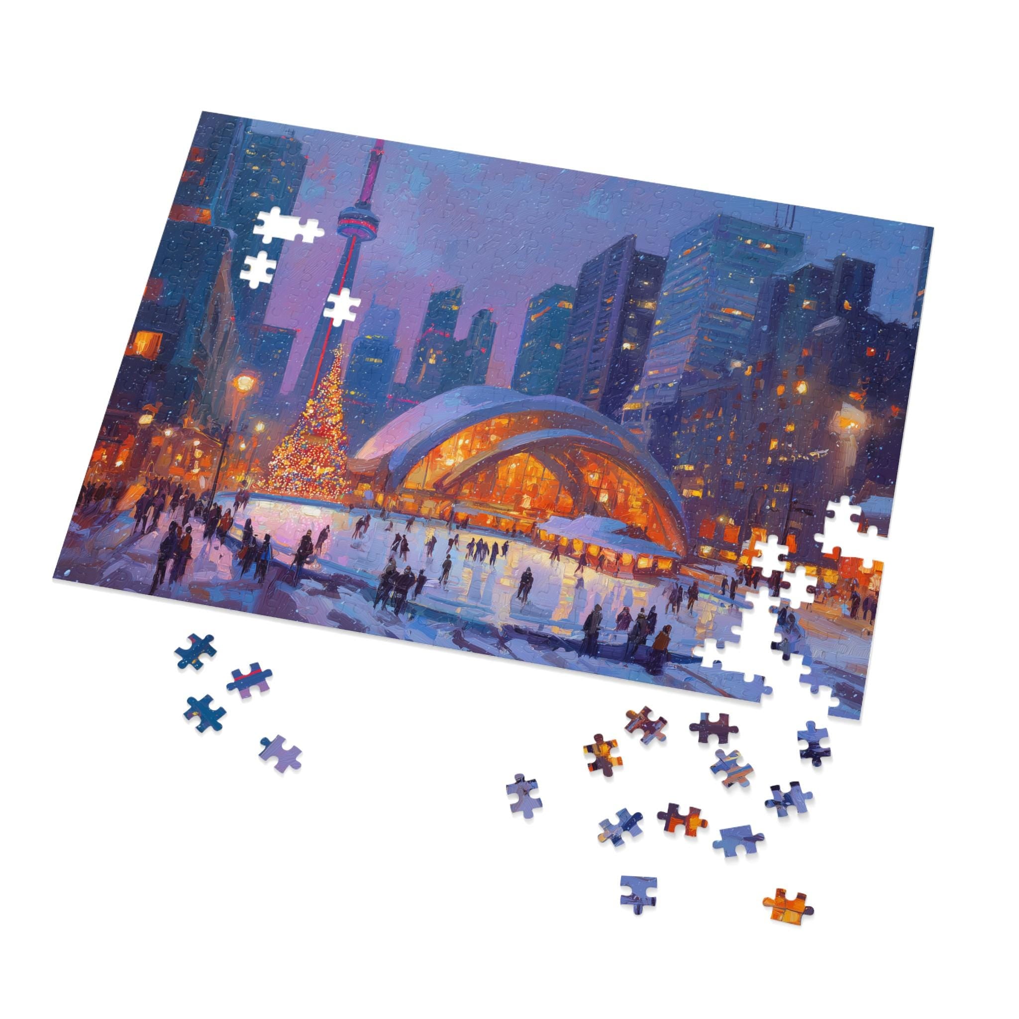 Toronto Canada Christmas Puzzle, Personalized Gift Festive Market, Travel Keepsake, Family Holiday Souvenir