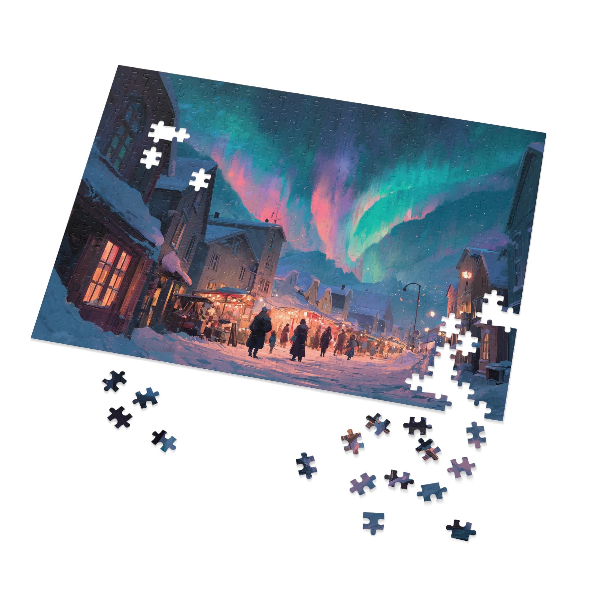 Tromso Norway Christmas Puzzle, Personalized Gift Festive Market, Travel Keepsake, Family Holiday Souvenir