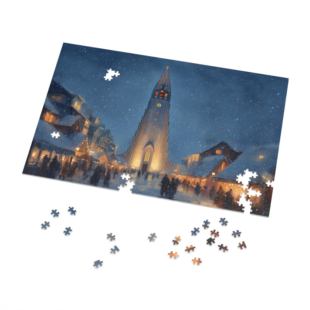 Reykjavk Iceland Christmas Puzzle, Personalized Gift Festive Market, Travel Keepsake, Family Holiday Souvenir