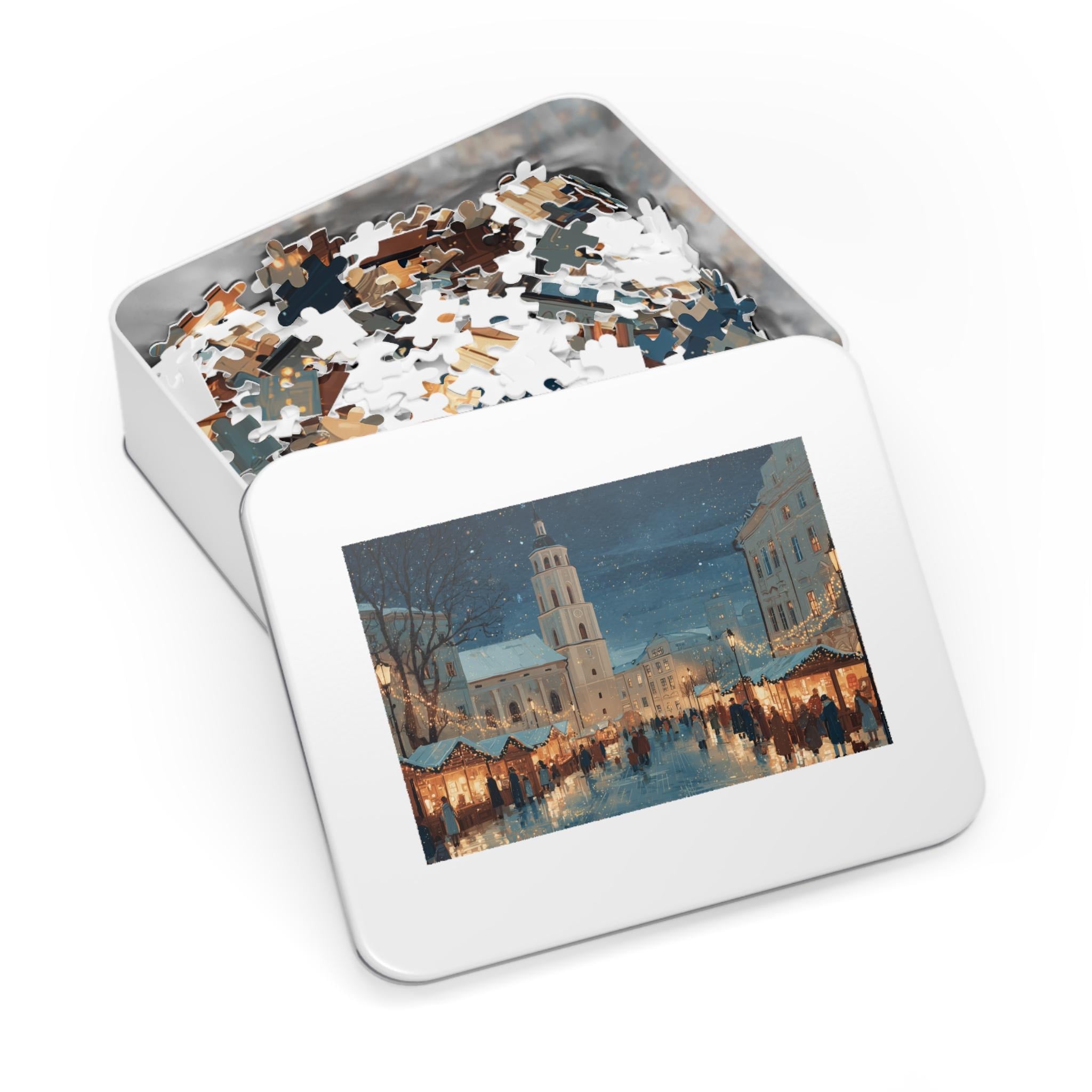 Vilnius Lithuania Christmas Puzzle, Personalized Gift Festive Market, Travel Keepsake, Family Holiday Souvenir