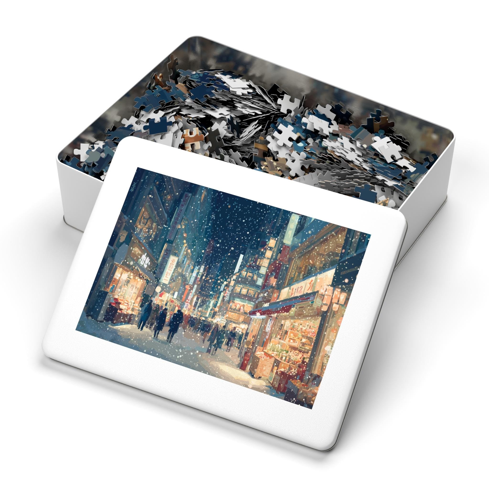 Seoul Korea Christmas Puzzle, Personalized Gift Festive Market, Travel Keepsake, Family Holiday Souvenir