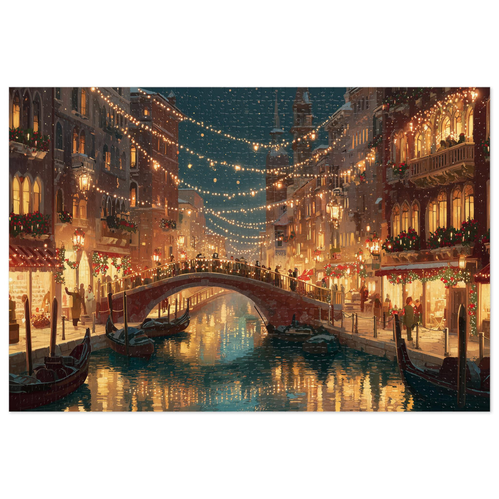 Venice Italy Christmas Puzzle, Personalized Gift Festive Market, Travel Keepsake, Family Holiday Souvenir
