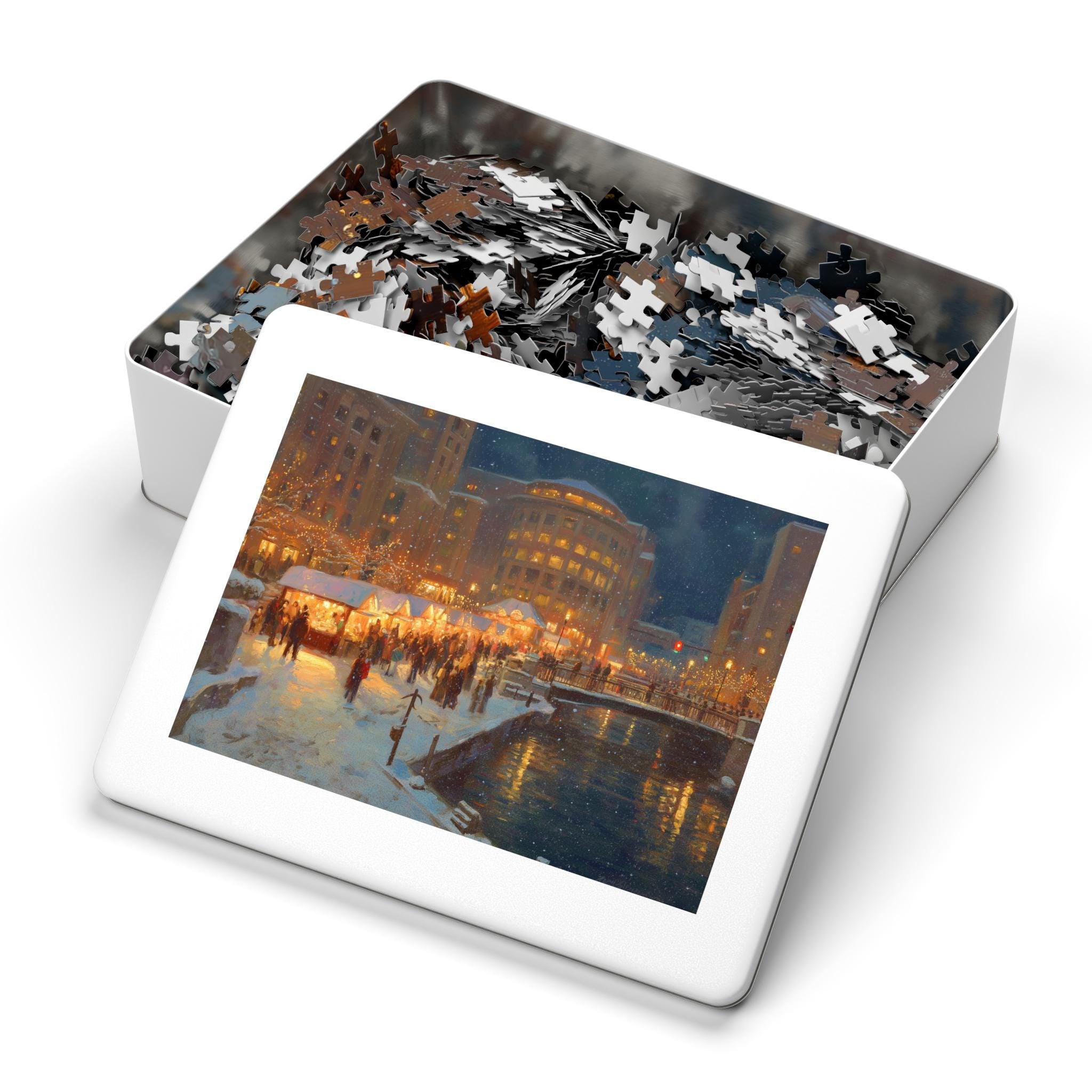 Providence Rhode Island Christmas Puzzle, Personalized Gift Festive Market, Travel Keepsake, Family Holiday Souvenir